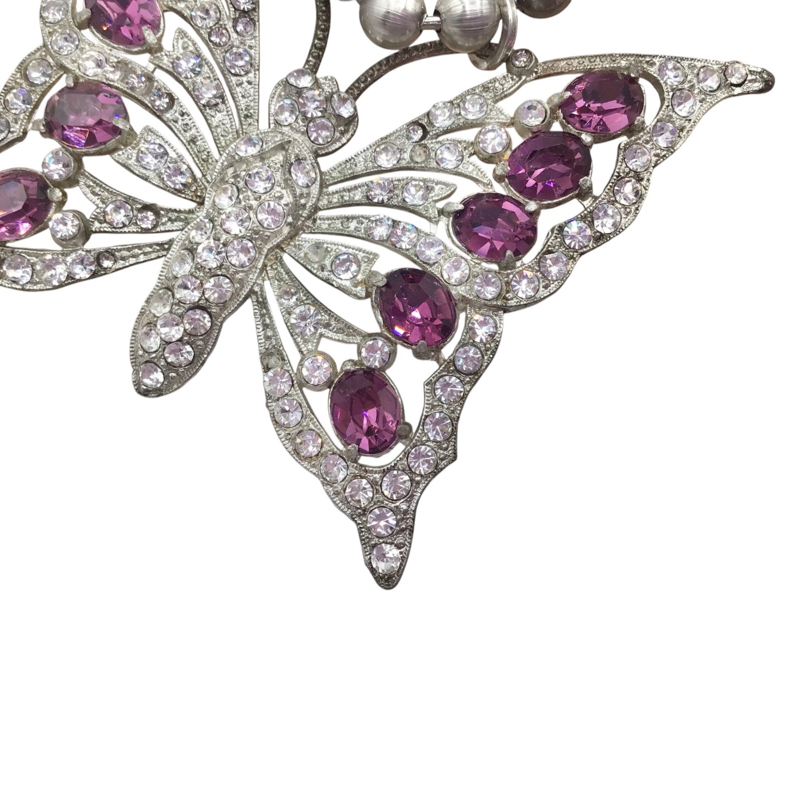 Vintage Art Deco Butterfly Pendant Necklace, Statement Assemblage 28″ Read
