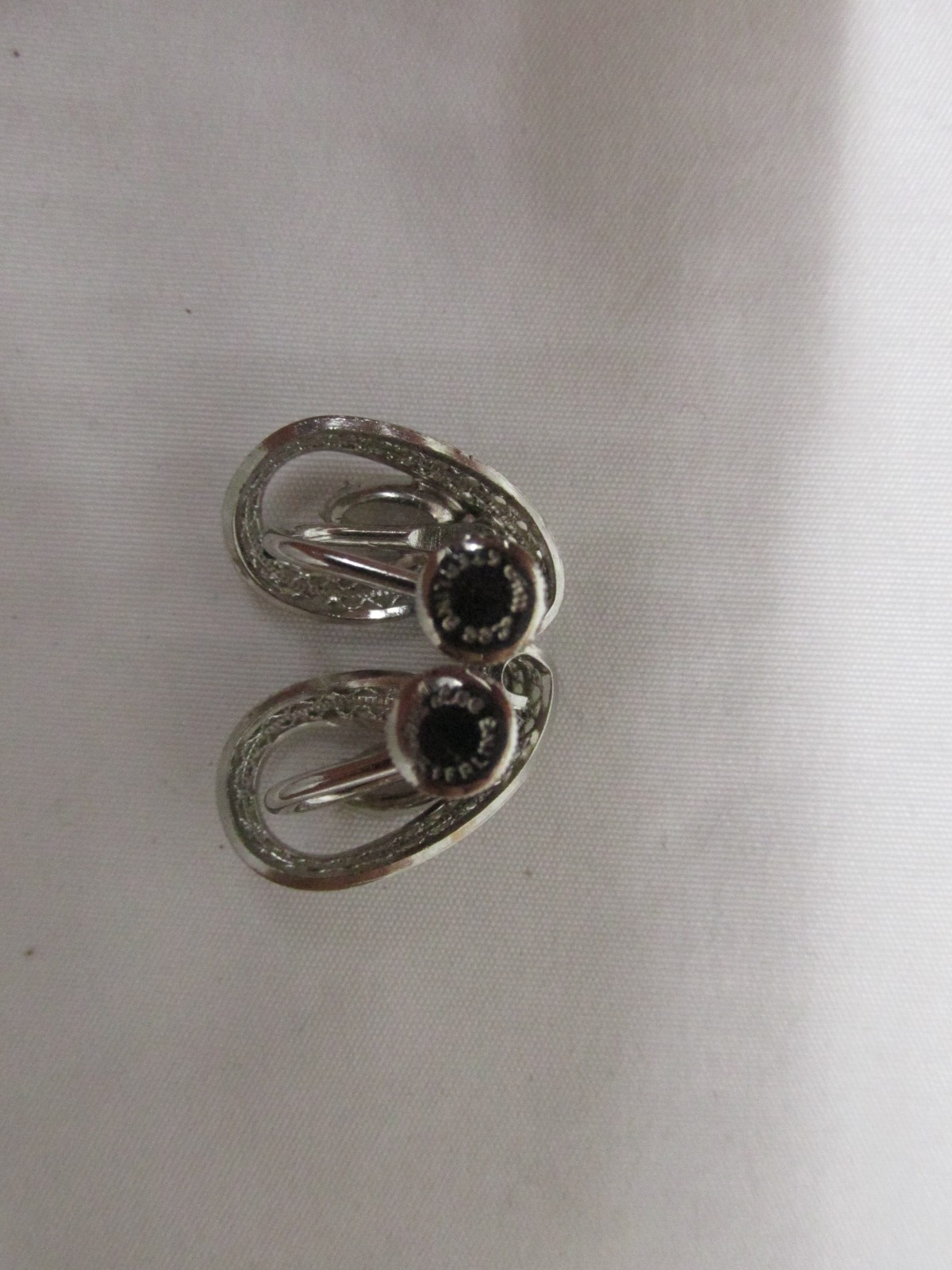 Vintage Ann Lee Sterling Silver Rhinestone Screw Back Earrings .75 x .5″ #813