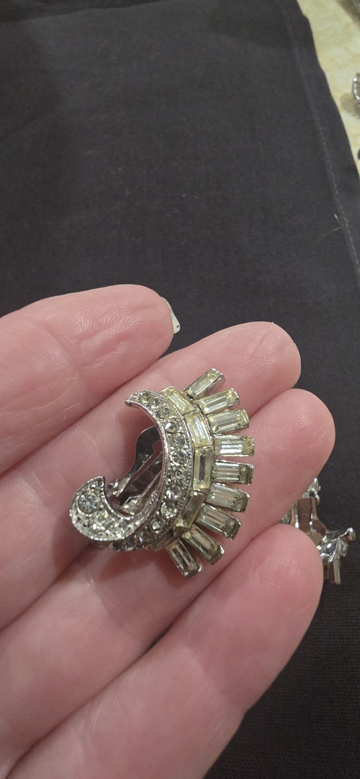 Bogoff Clip On Rhinestone Earrings