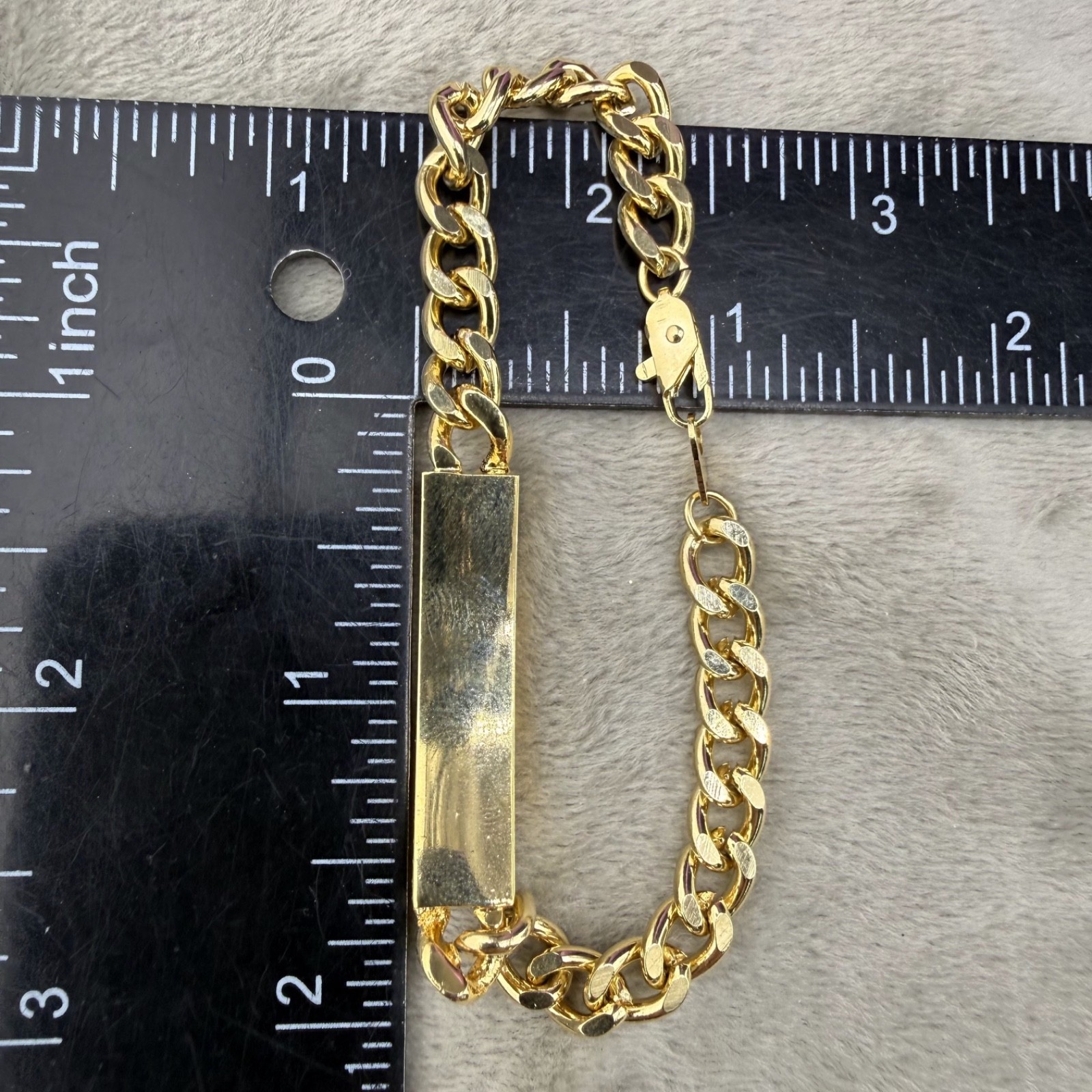 Vintage ID Bracelet Gold Tone Blank 7”