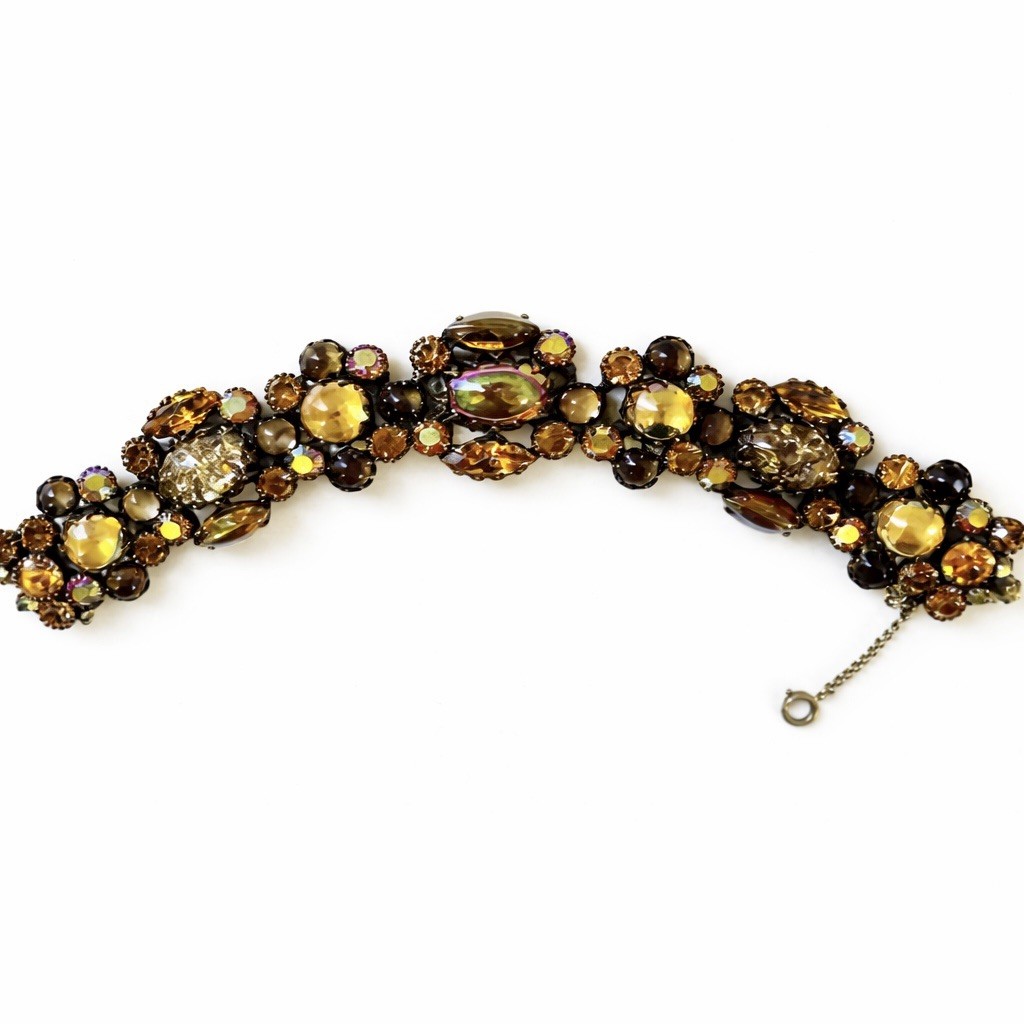 50’S KRAMER Root-beer-glass cabochon Jelly belly Dragons Breath Opal Bracelet