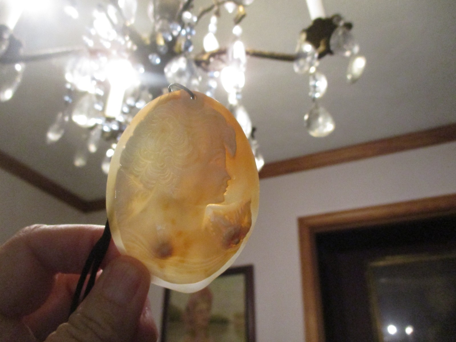Vintage sterling silver M+M Scognamiglio large cameo pendant, 3 x 2 1/4″, 17″