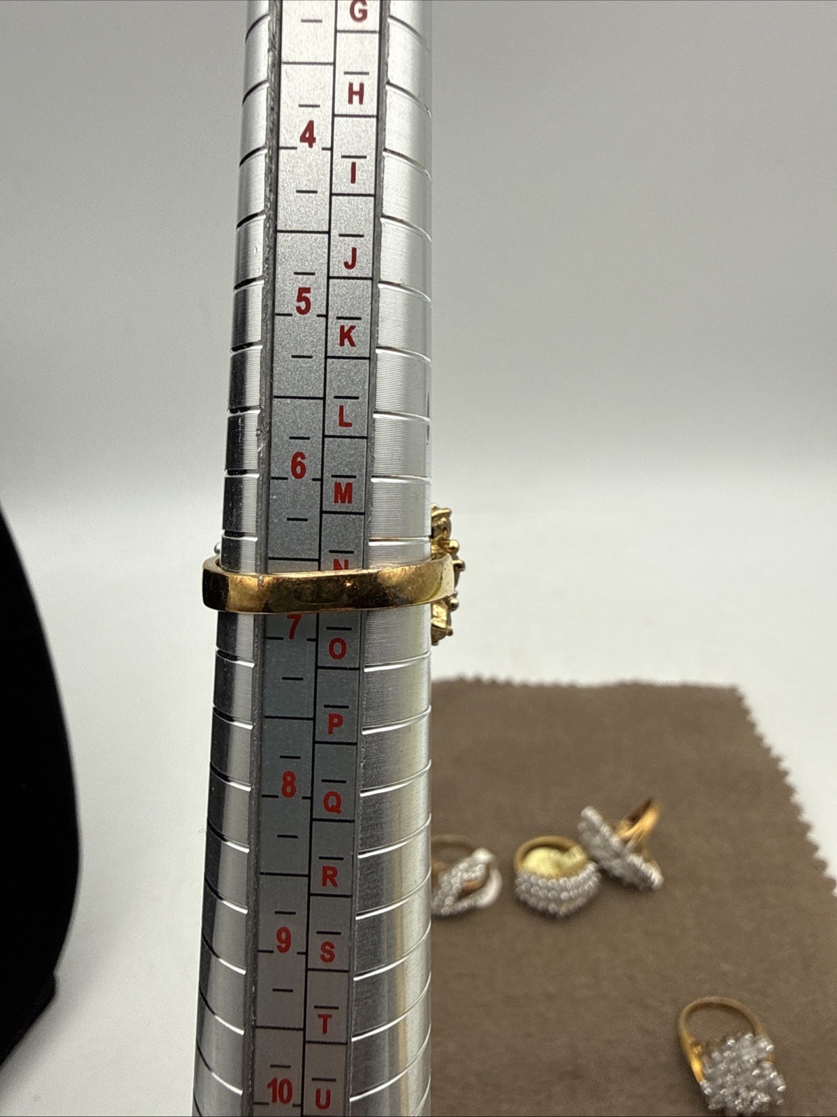 Vintage Statement Cocktail Ring Lot – Clear Stones Gold tone Sizes 5.5 – 6.5