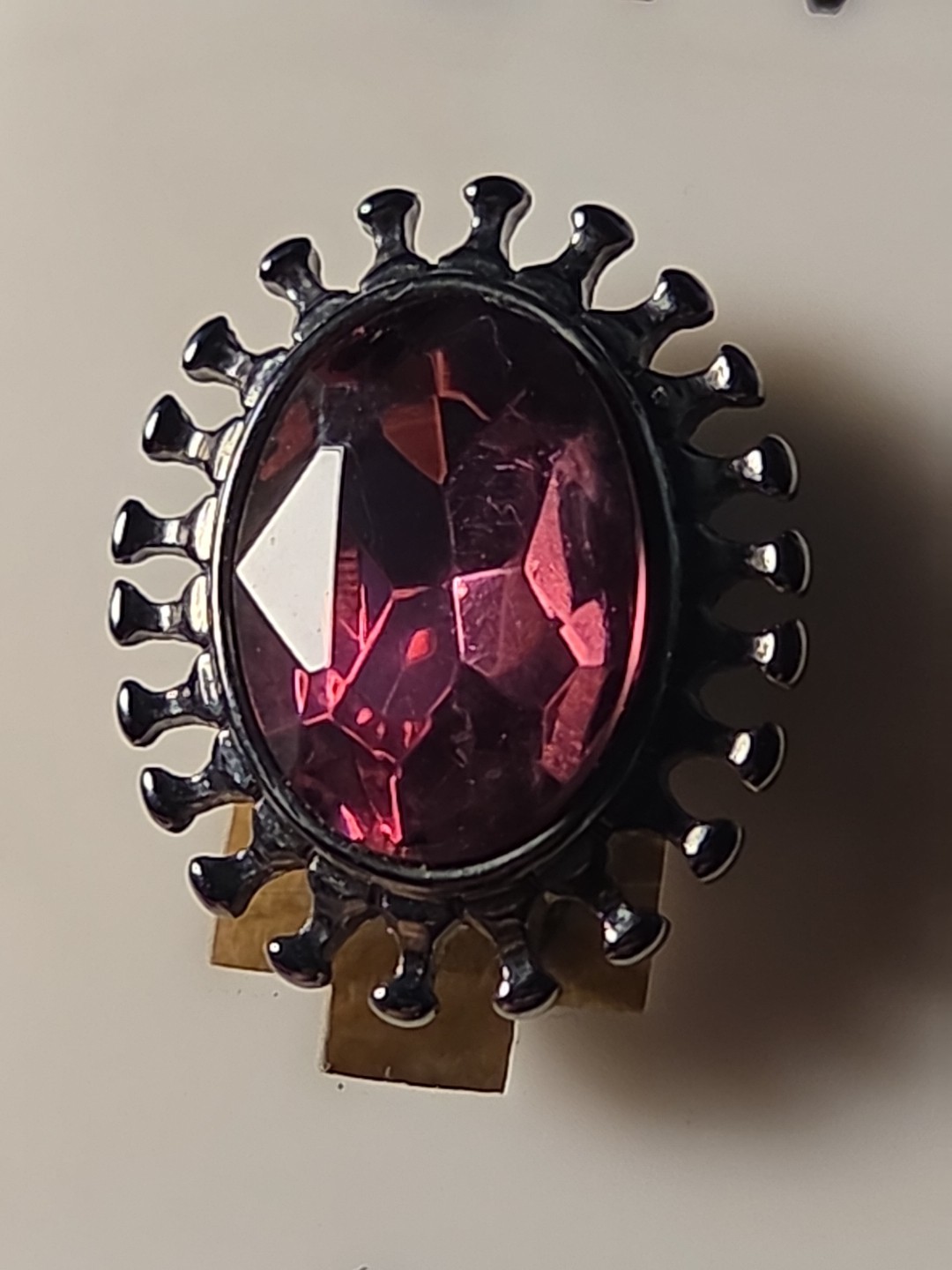 Vtg Givenchy New Purplish Stone Signed Clip On Nickel Free Statement Earrings