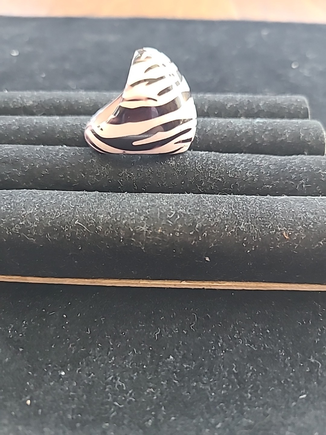 Zebra Print Acrylic Ring Chunky Dome Cocktail Statement Resin Plastic Size 7