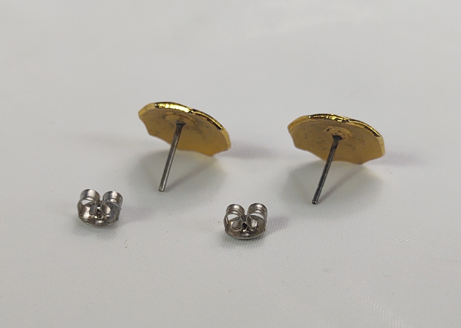 Pierced Earrings Gold Tone Multicolor Enamel Butterfly Costume Jewelry Vintage