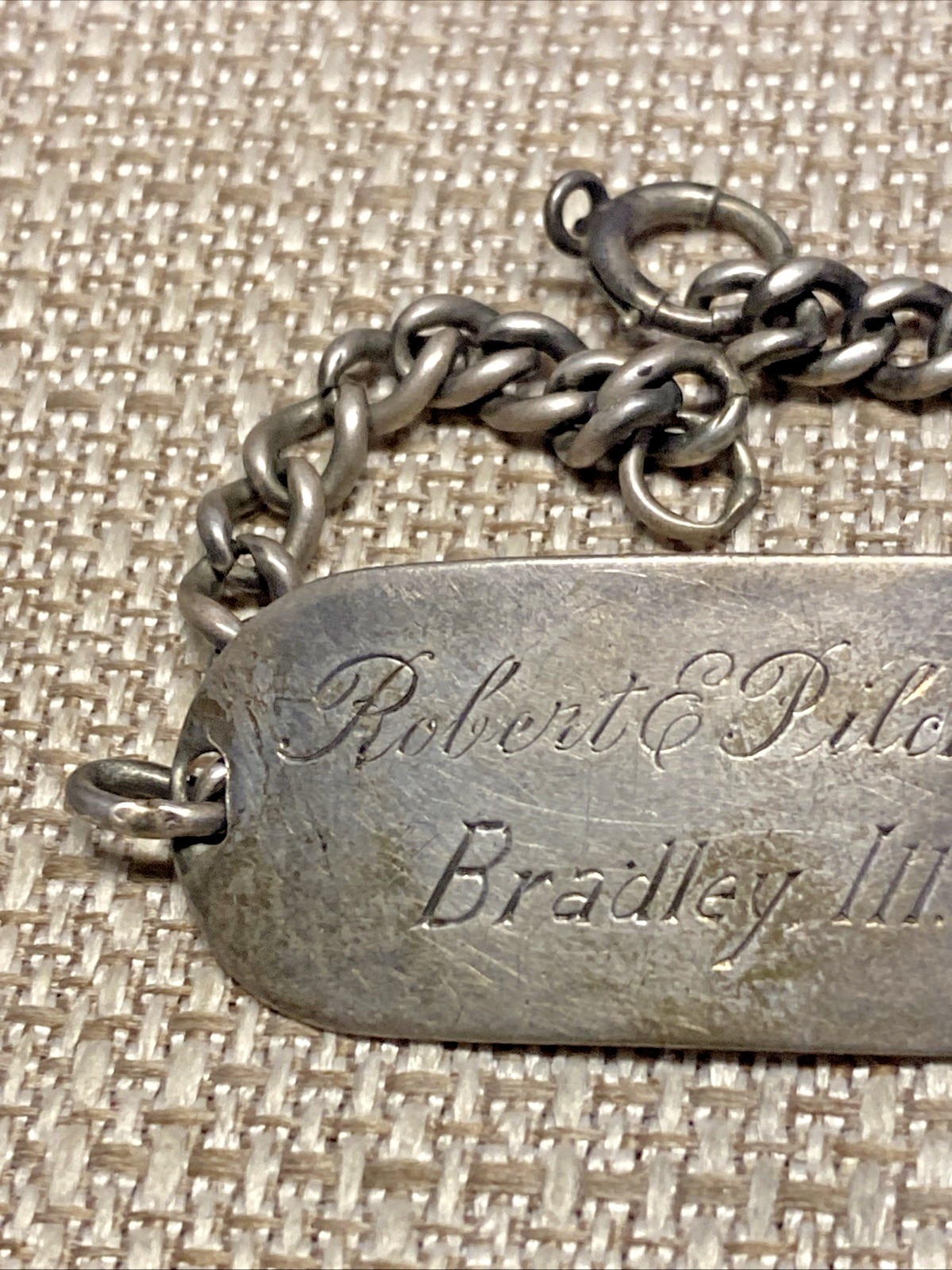 VINTAGE STERLING SILVER ID BRACELET ROBERT E PILCHER BRADLEY III 15 GRAMS