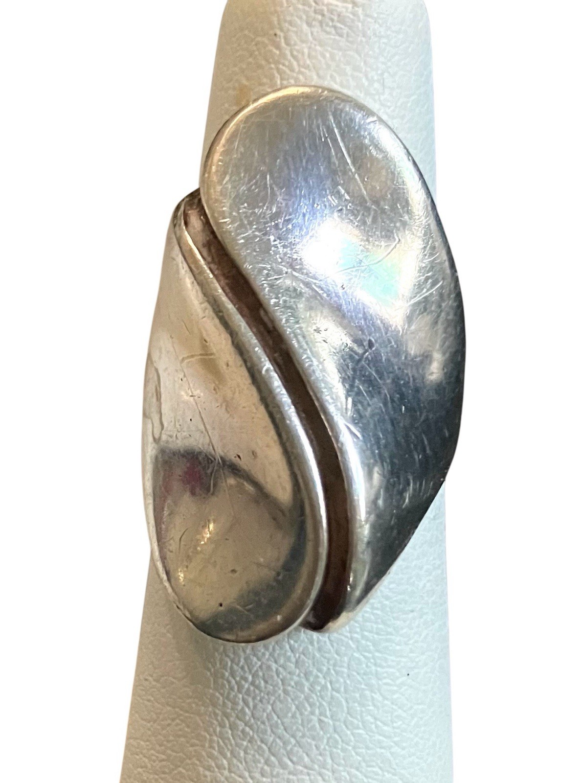 Vintage 925 Sterling Silver Modernist Sculptural Statement Wave Ring Size 5.5