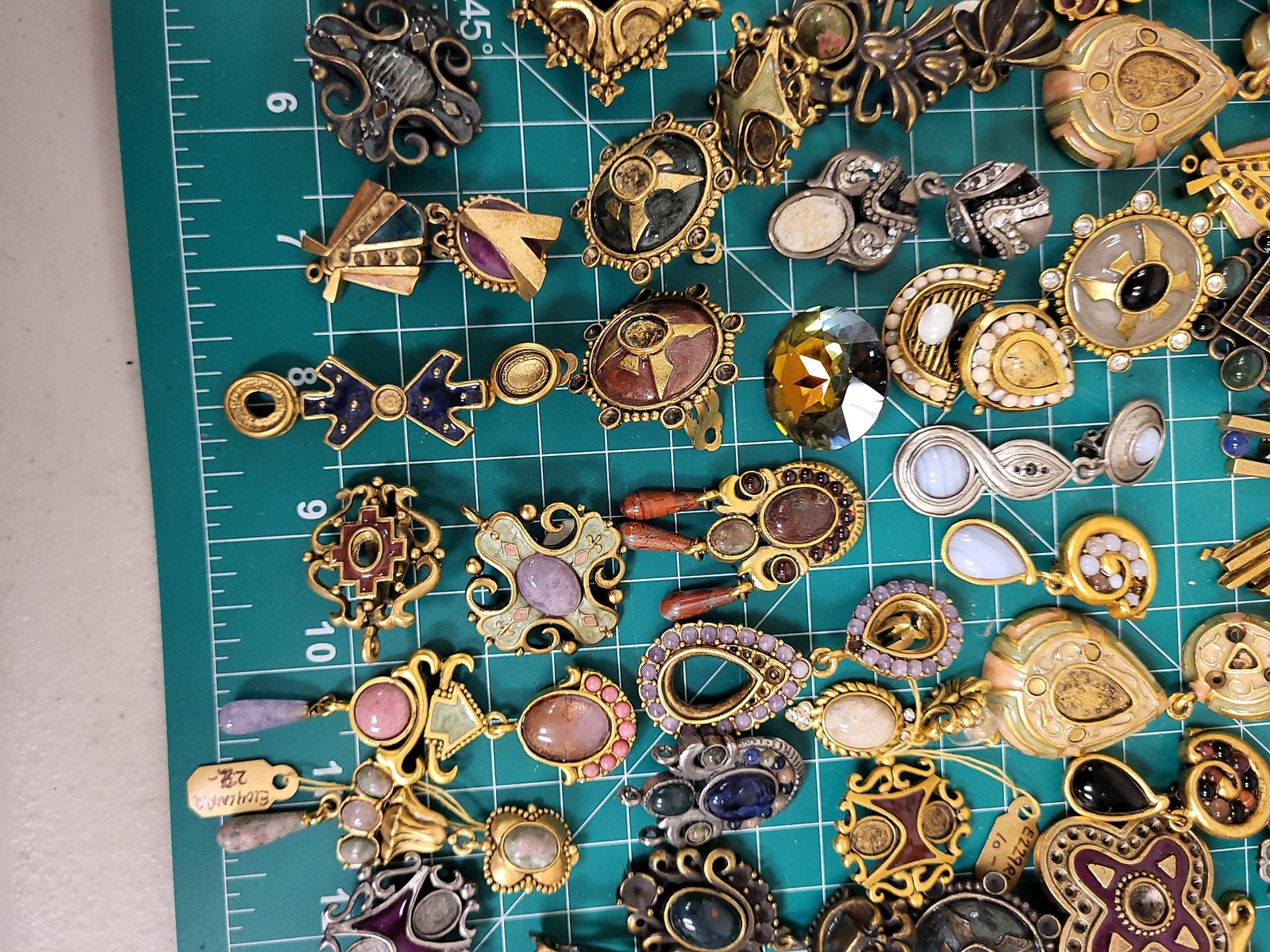 Vintage Costume Jewelry Lot Brooches Pendants Earrings Mixed Styles Gold Tone