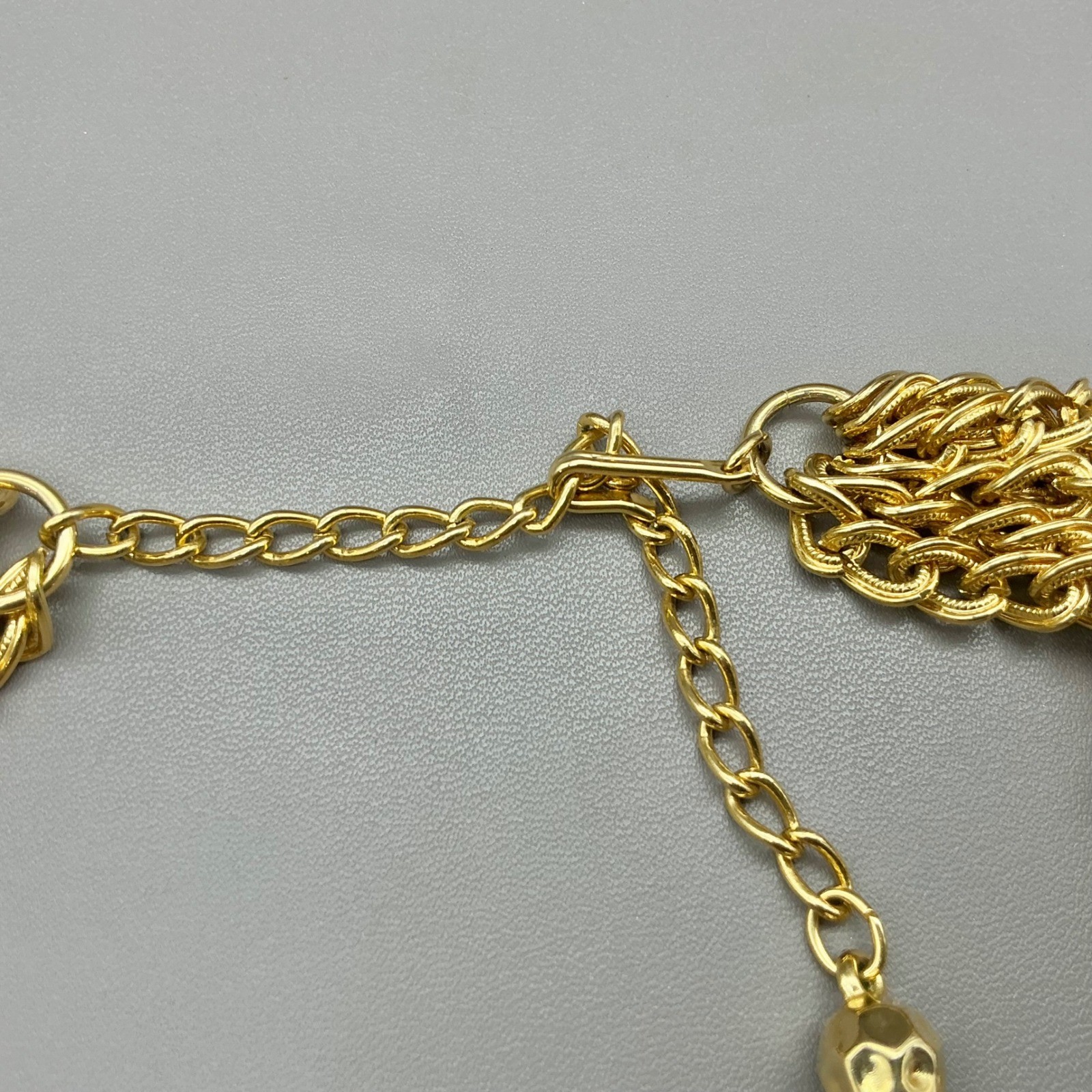 Vintage Necklace Women Gold Tone Multi Strand Chunky Curb Chain Statement 15″