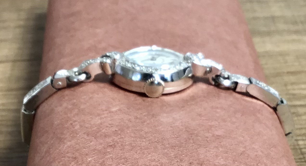 Works! EUC Vintage Antique Hamilton 14k White Gold 28 Diamonds Ladies Watch X57