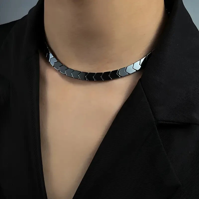 Collar de clavícula de hematita con estilo, joyería de moda, cadena de regalo