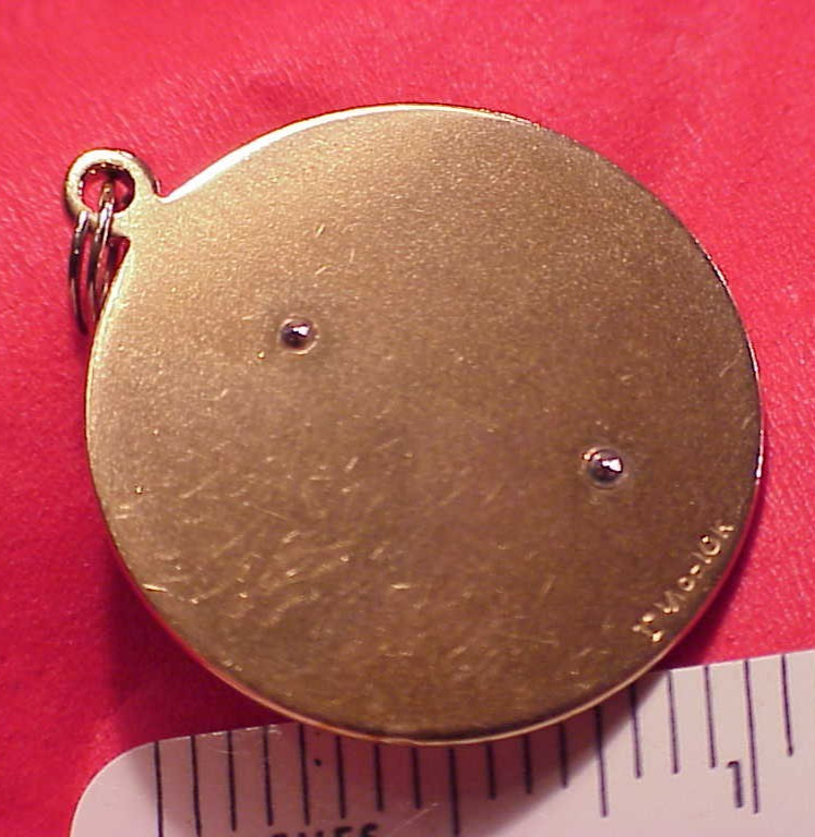 VINTAGE 40TH ANNIVERSARY GOLD FILLED ROSE RUBY MEDALLION Designed 1 1/16″ Charm