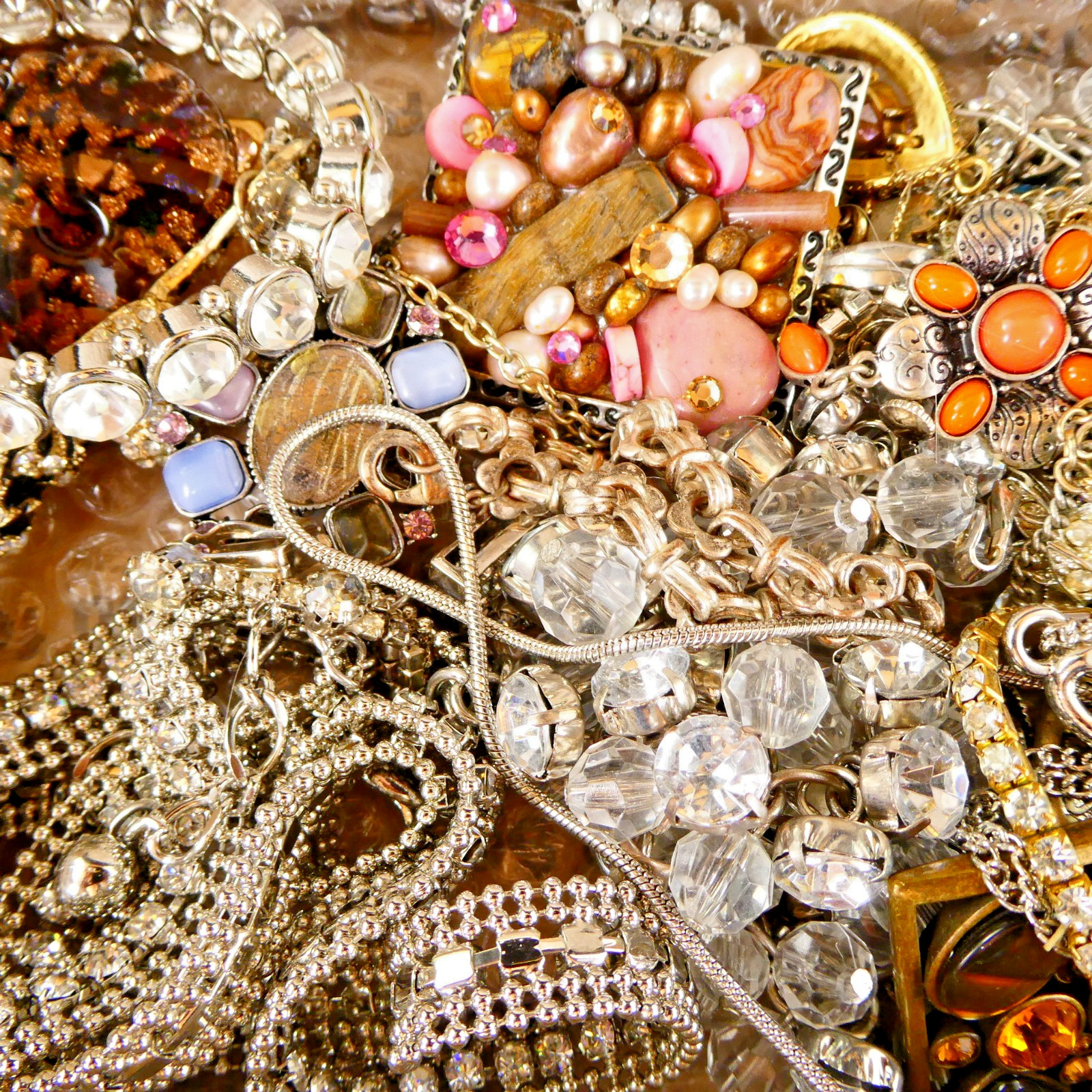 Vintage To MOD ALL RHINESTONE BLING Craft/Junk Jewelry 2.2 lbs Arts Crafts DIY