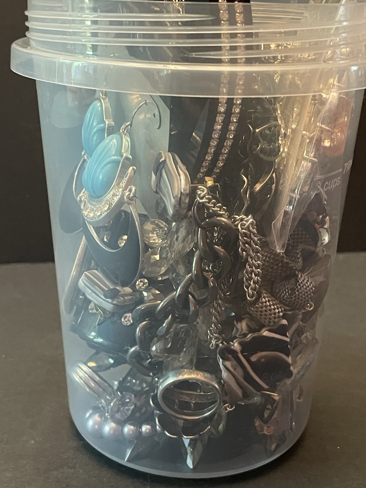 Mystery Jewelry Jar BOLD CHUNKY Curated Black Silver All Wearable Glam Runway