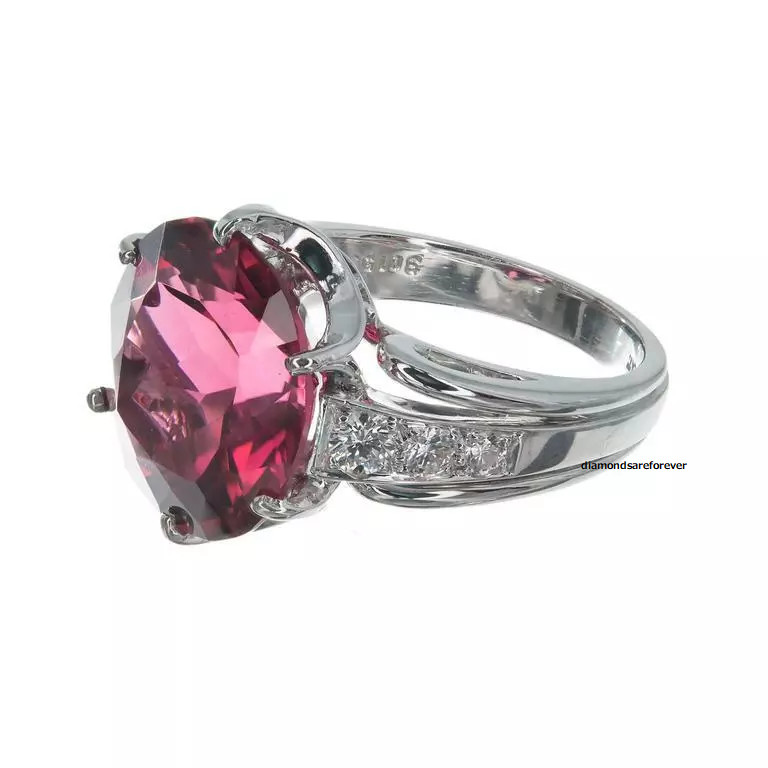 Original 1950-1959 Setting Center Rubellite Tourmaline Stone 9.CT Solitaire Ring