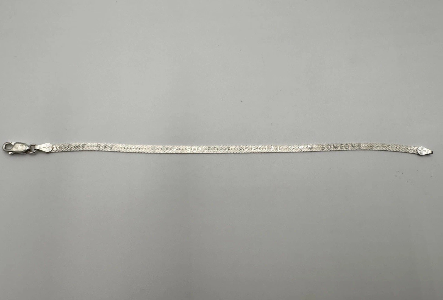 “Someone Special” Vintage Herringbone Italy 925 Sterling Silver Bracelet 7.5in