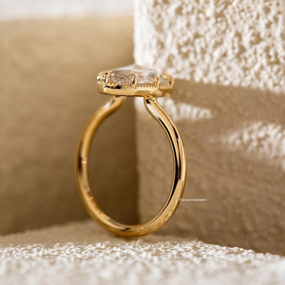 2.50CT Oval Cut White Moissanite Women’s Engagement Ring Pure 10K Yellow Gold FN