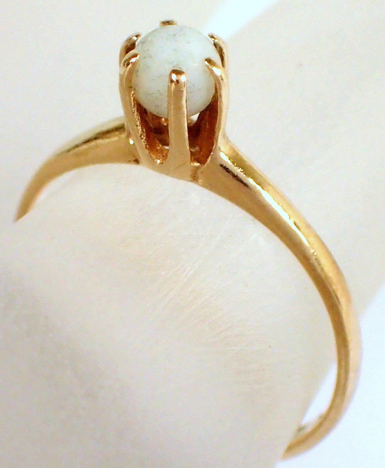 Antique Victorian 1.1g SOLID 10k Yellow Gold Prong Set White Stone Ring Sz 5.5