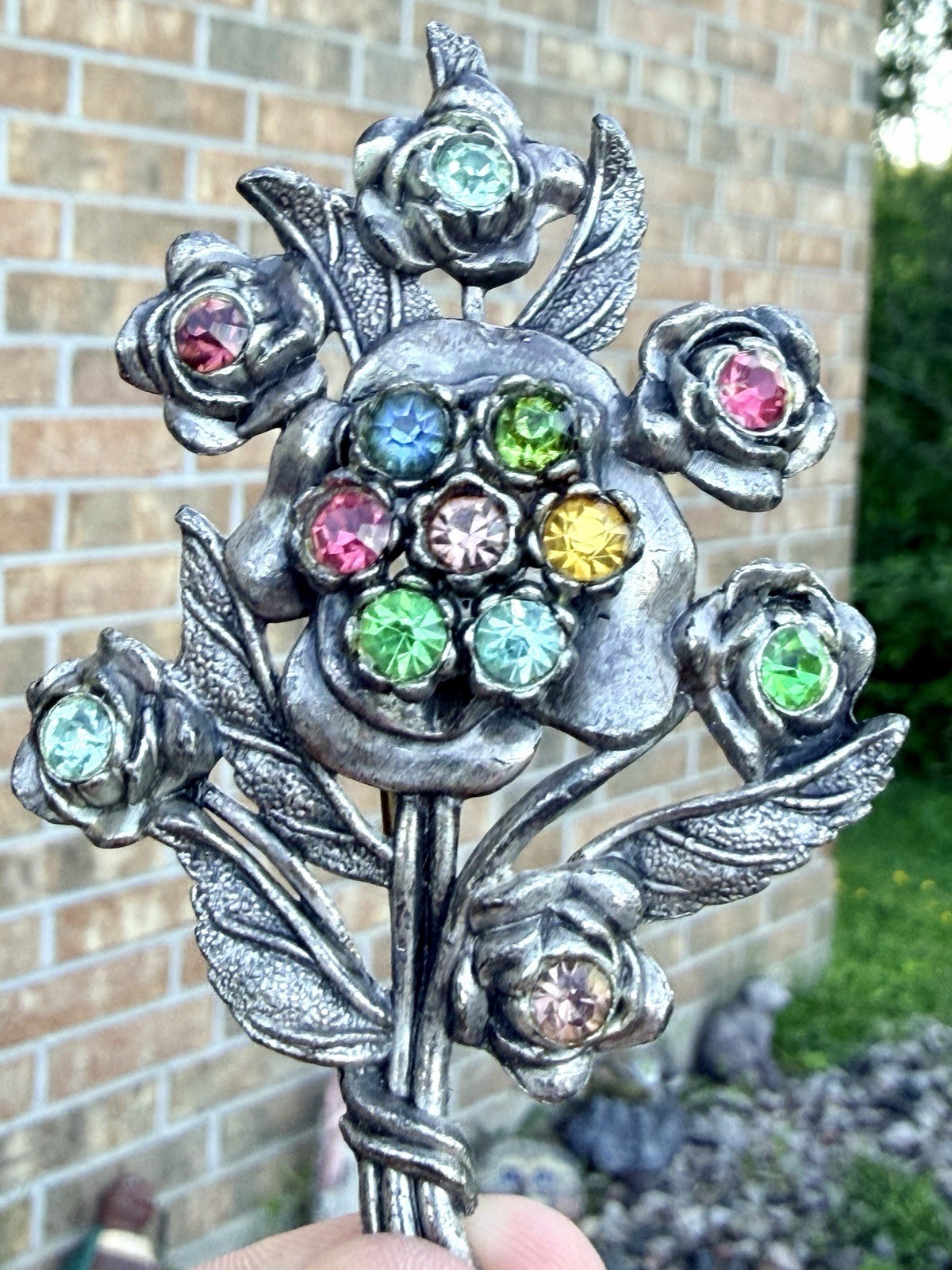 Vintage Little Nemo Flower Bouquet Colored Rhinestone LN/25 Brooch