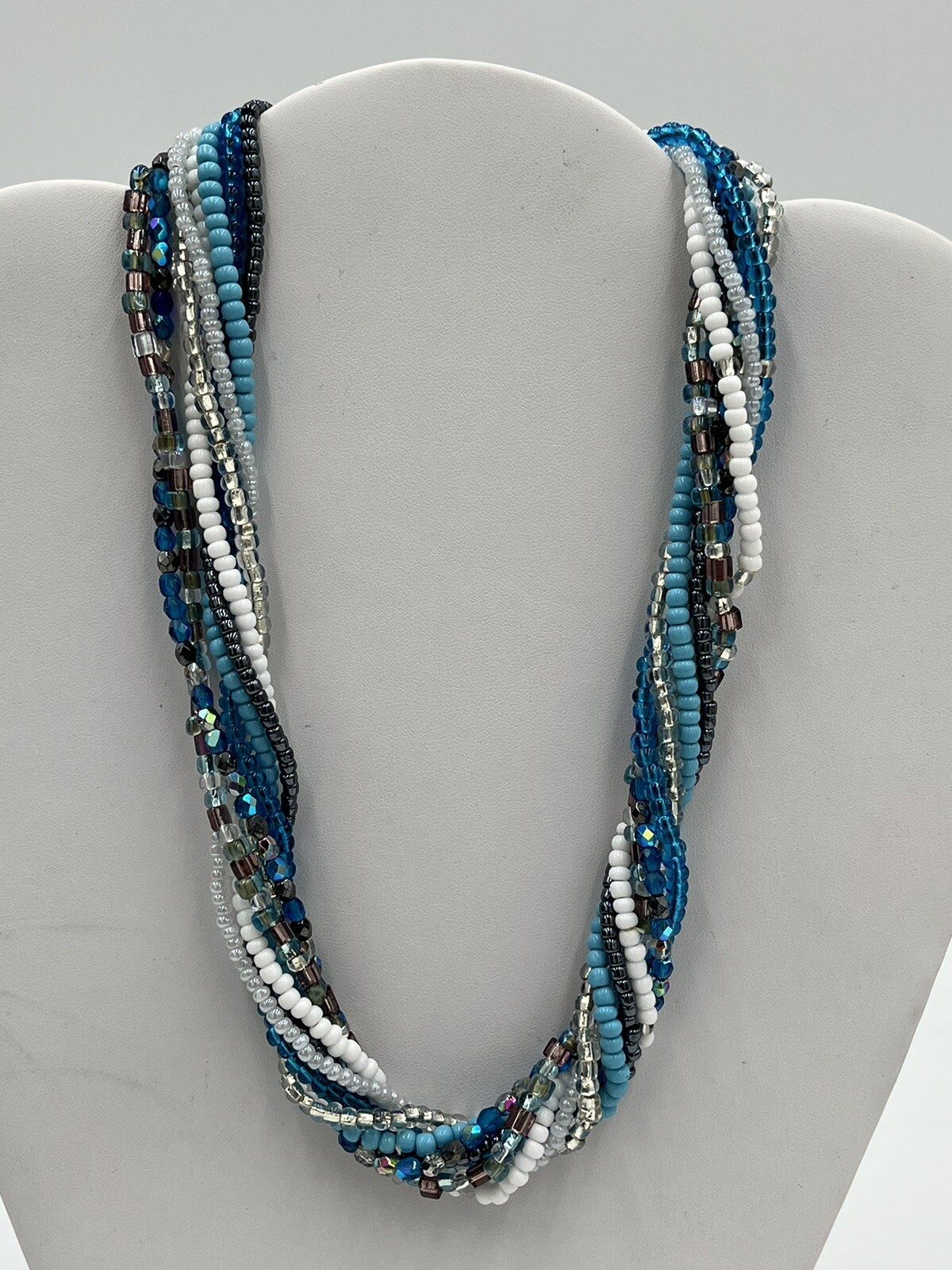VTG Multiple Strand Twisted Beaded Necklace 18″