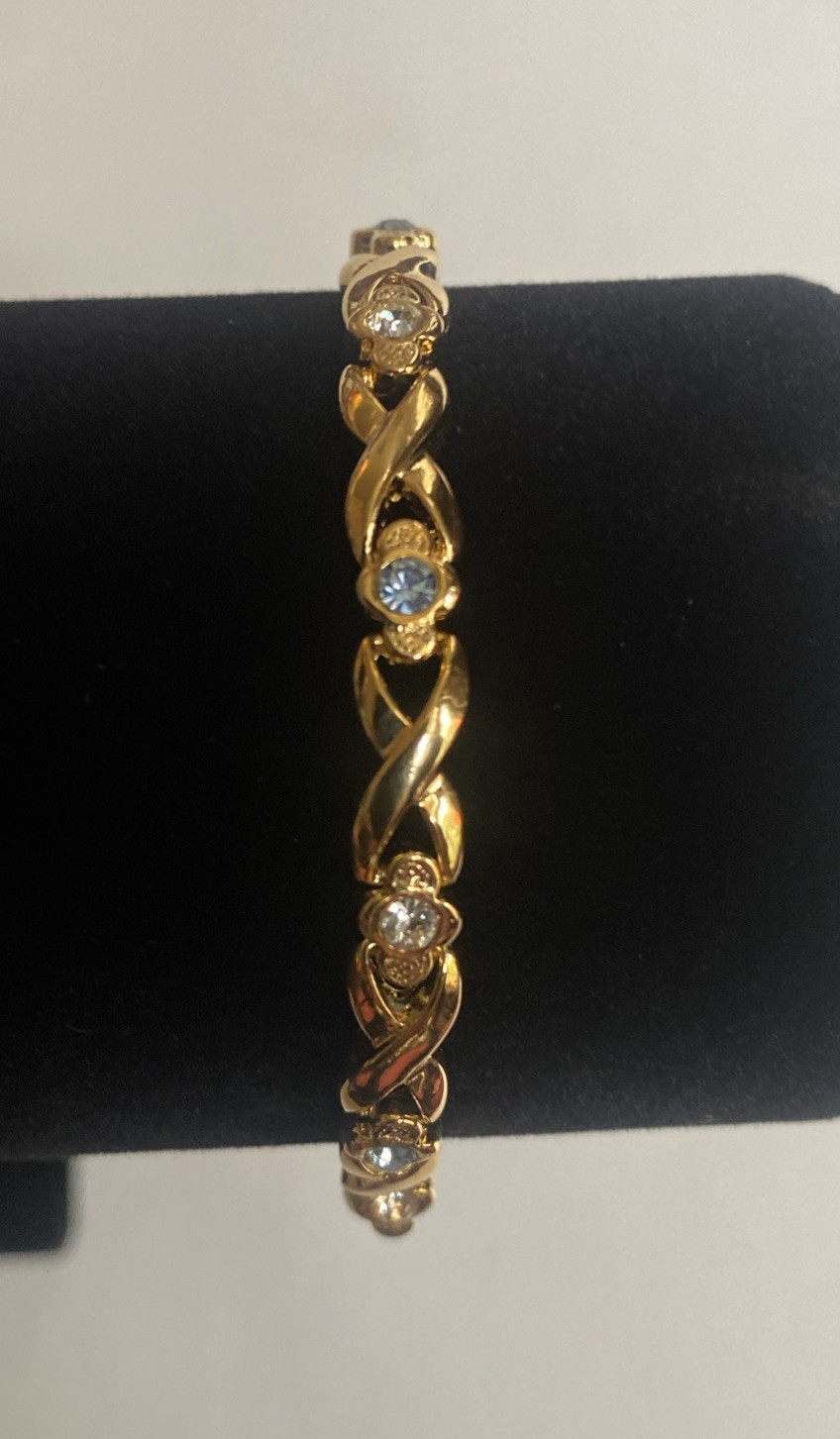 Camrose & Kross Jacqueline Kennedy Delicate Light Blue And Crystal Gold Bracelet