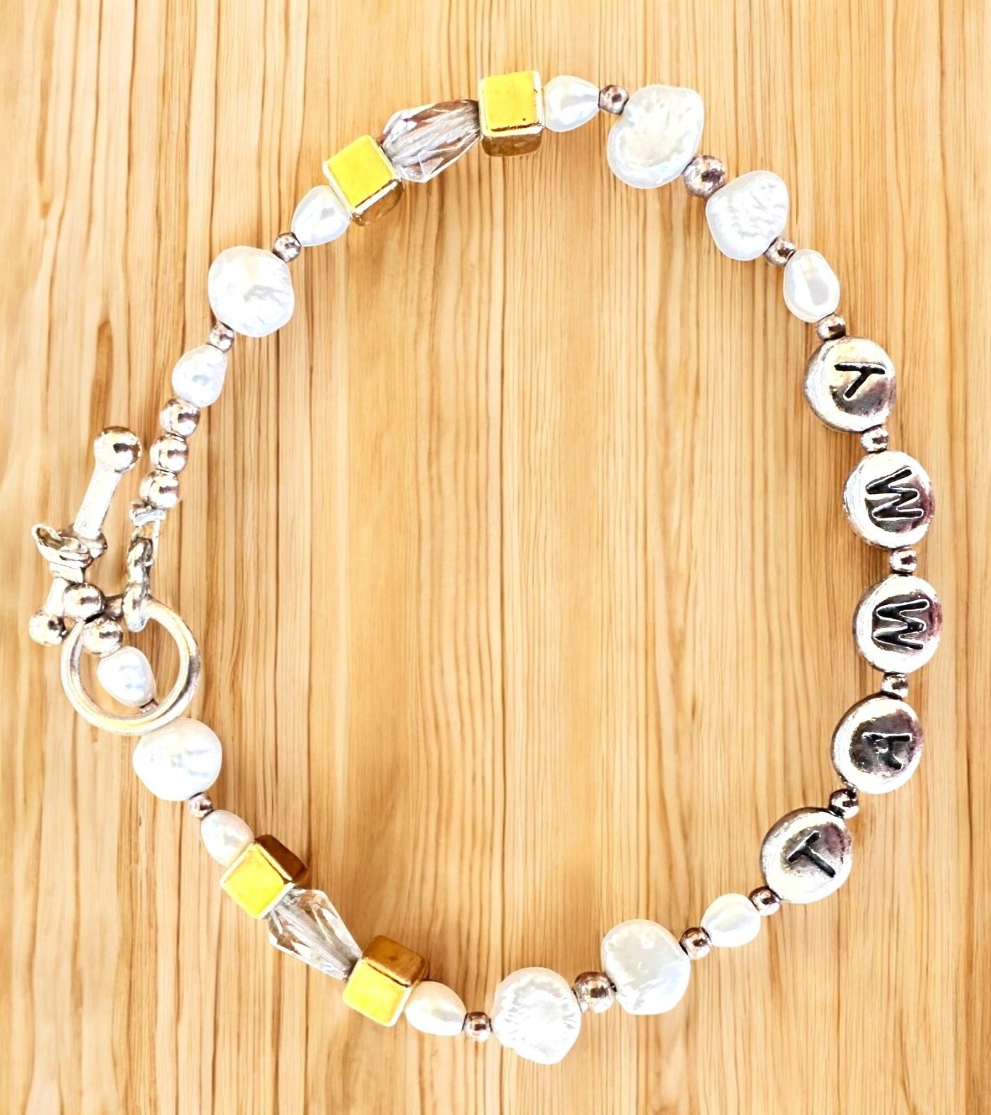 VTG Handmade Freshwater Pearl Bracelet Tammy Birthday Anniversary Toggle Closure