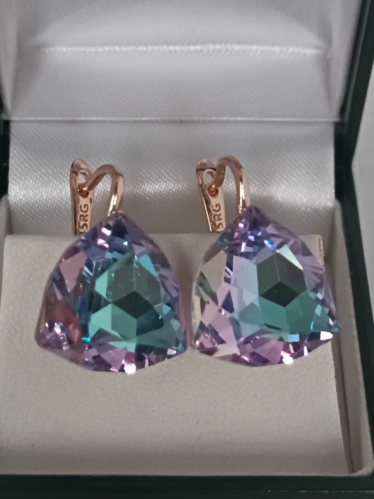 Vintage 1990-s 14 Ct Rolled Gold Large Topaz Zircons Earrings-Hallmarked 585 RG