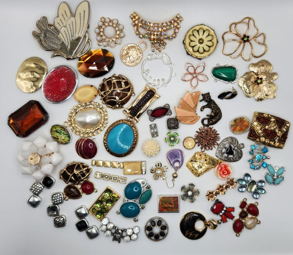 Craft Jewelry Pieces Junk Drawer Lot 50 Different Pieces