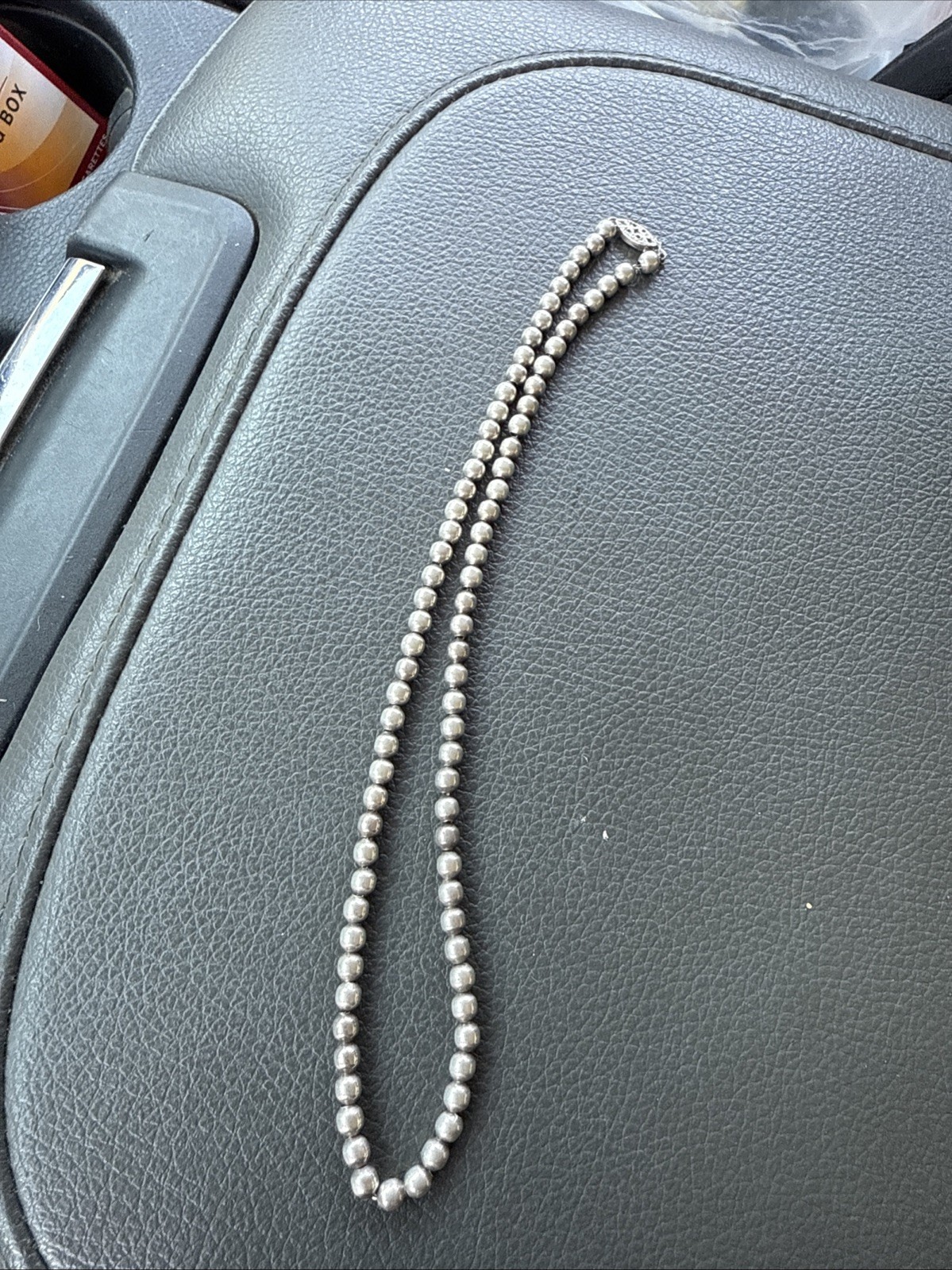 Vintage Sterling Silver Ball Bead Necklace Stamped Sterling