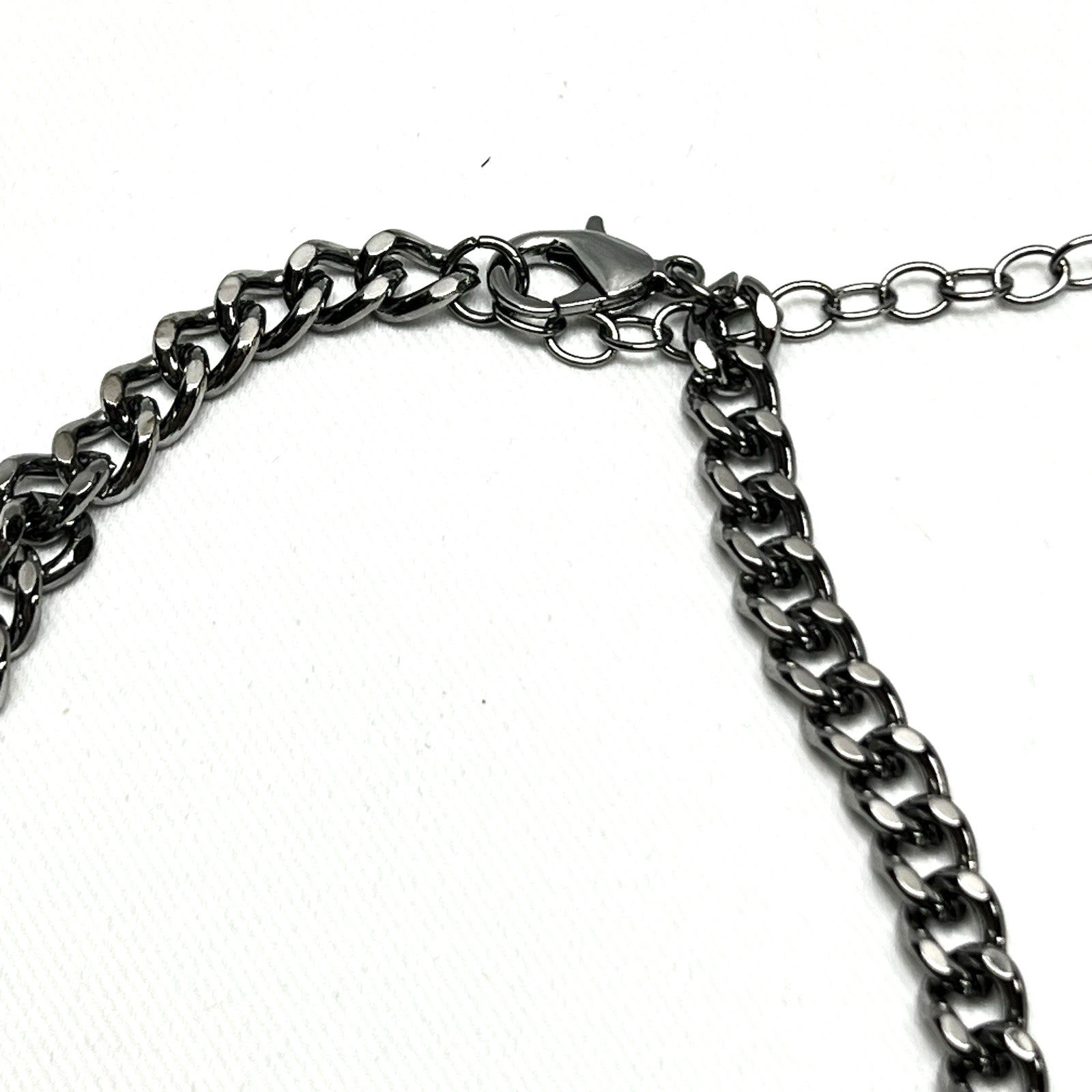 Black Beaded Pave Ball Necklace Gunmetal Chain Statement Collar Adjustable