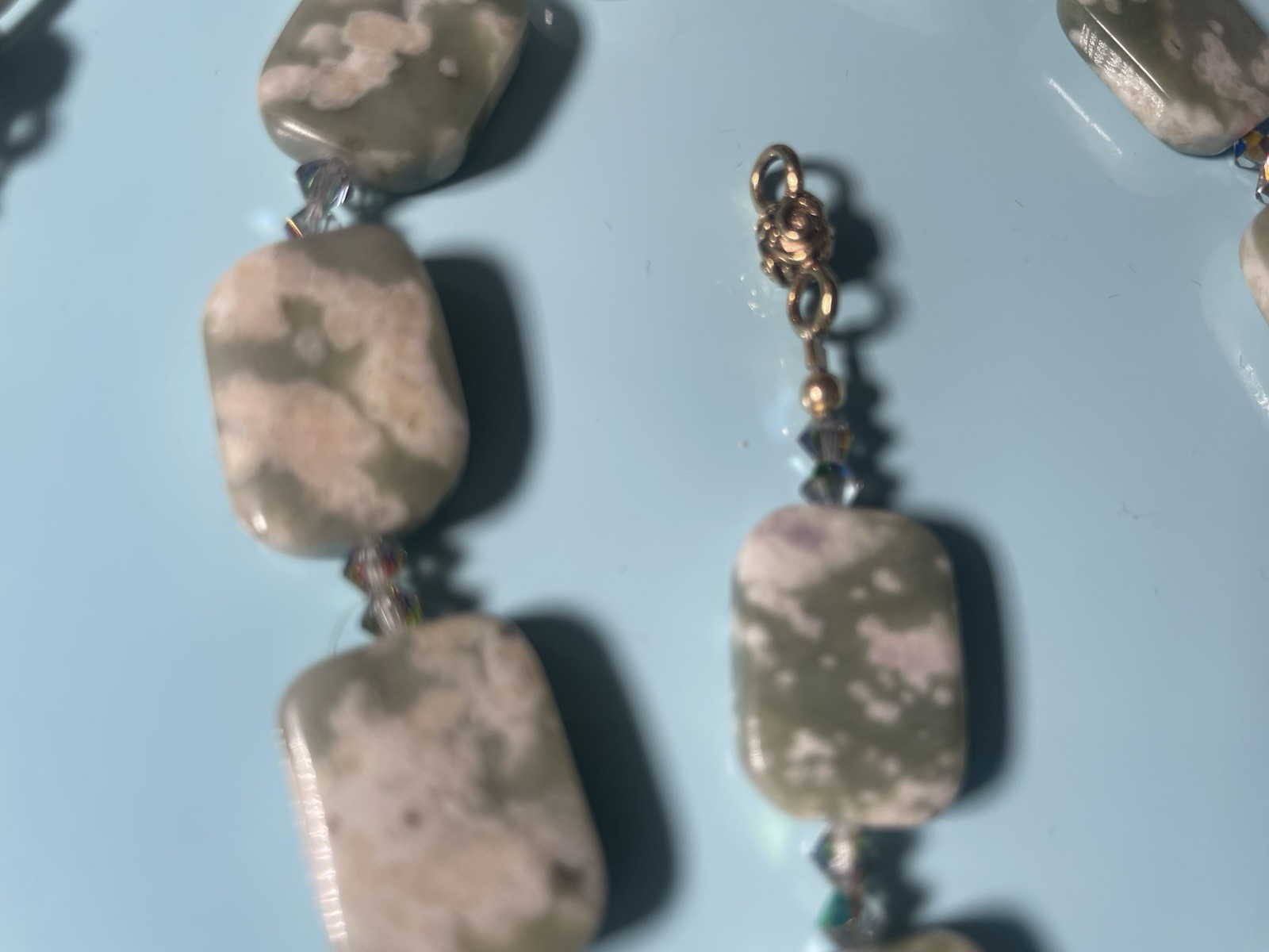 Vintage Brown Marbled Bead Long Necklace Faux Agate Acrylic Statement