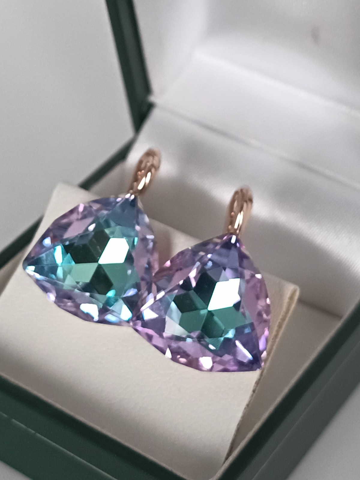 Vintage 1990-s 14 Ct Rolled Gold Large Topaz Zircons Earrings-Hallmarked 585 RG