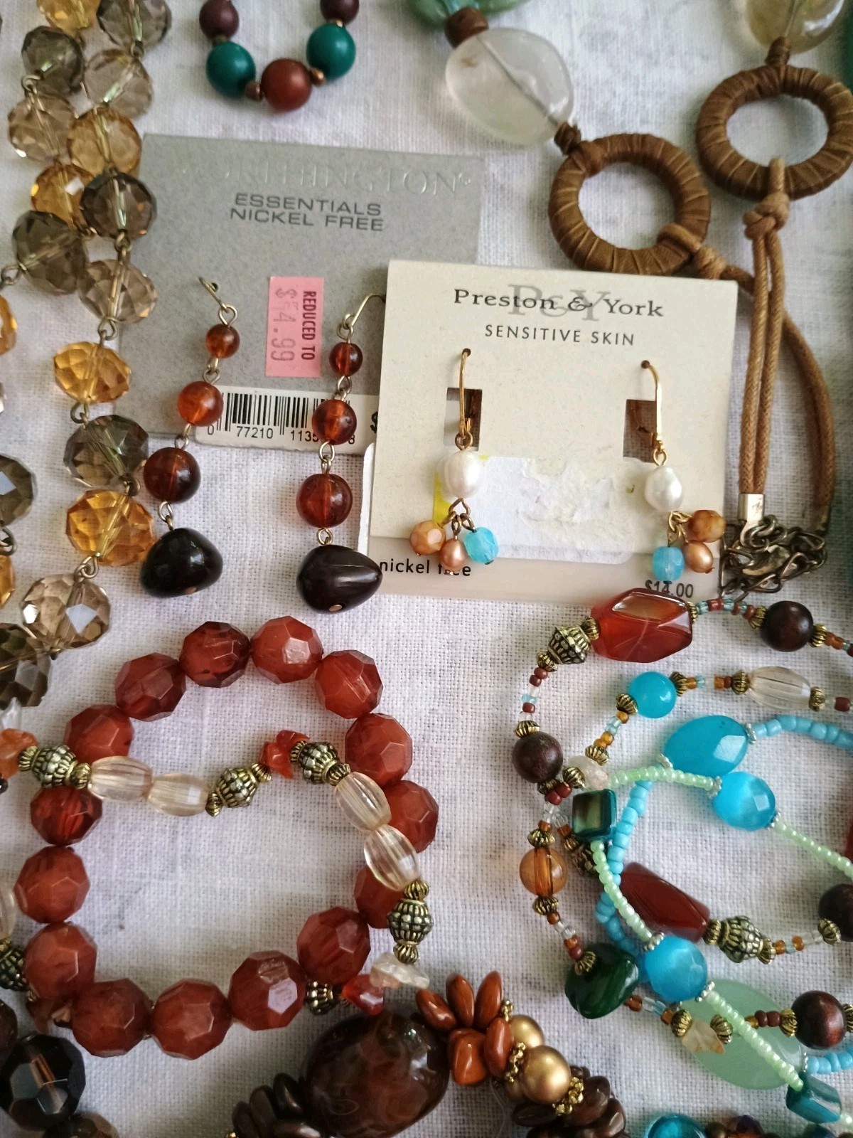 VTG Jewelry Lot Turquoise Green Earthy Colors Boho Necklaces Bracelets Resellers