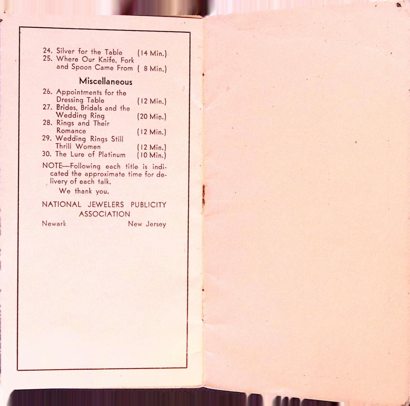 Jewelers Publicity Association Pamphlet Newark NJ 1920s-40s Advertising Guide
