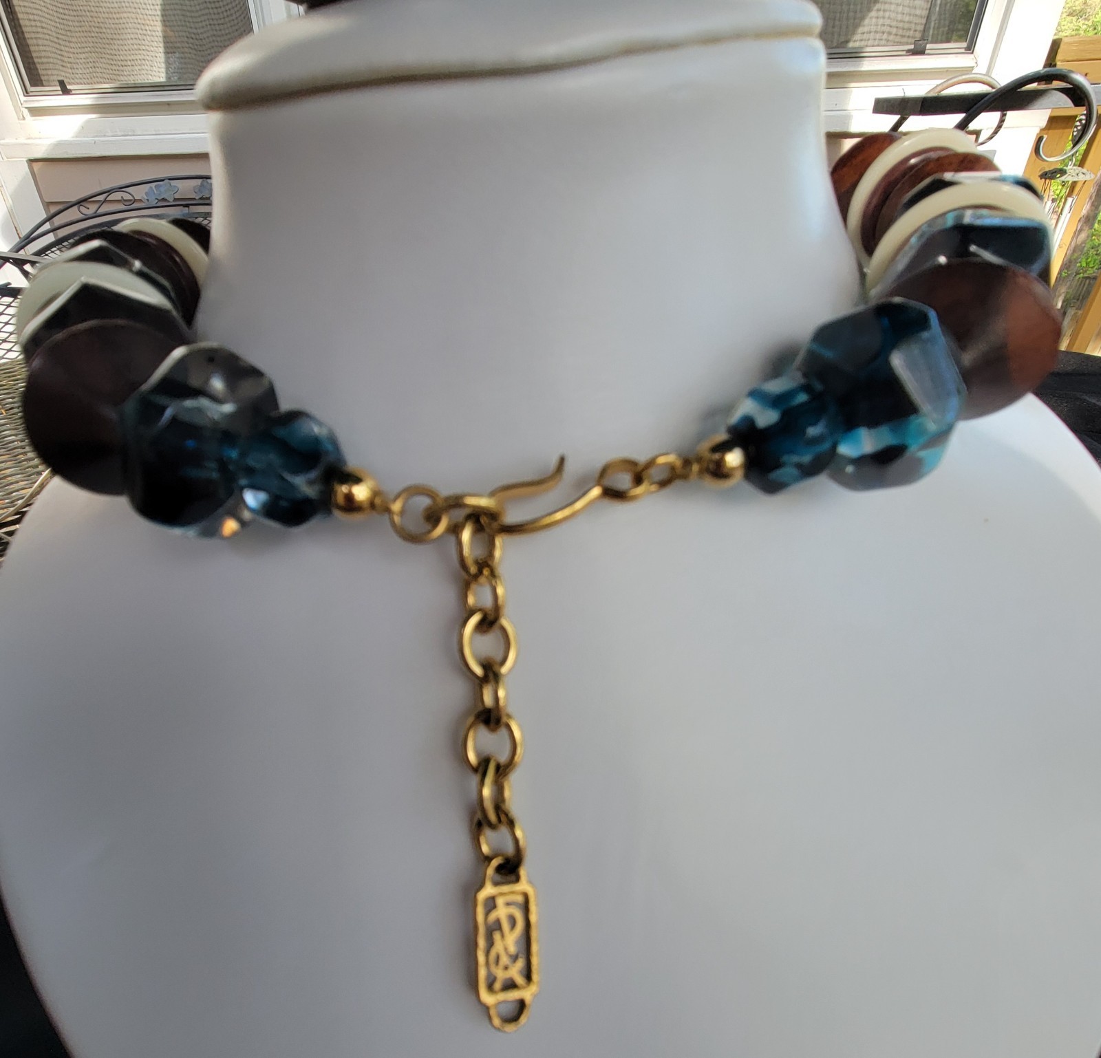 Vintage YVES SAINT LAURENT Large Bead Ball Wood Choker Necklace VGC Signed YSL