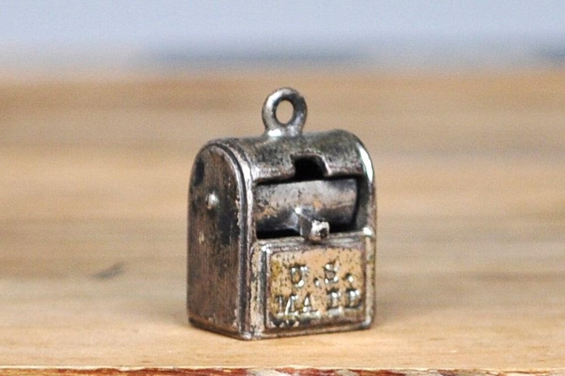 Vintage 925 Sterling Silver US Mailbox Charm Pendant for Bracelet Collectible