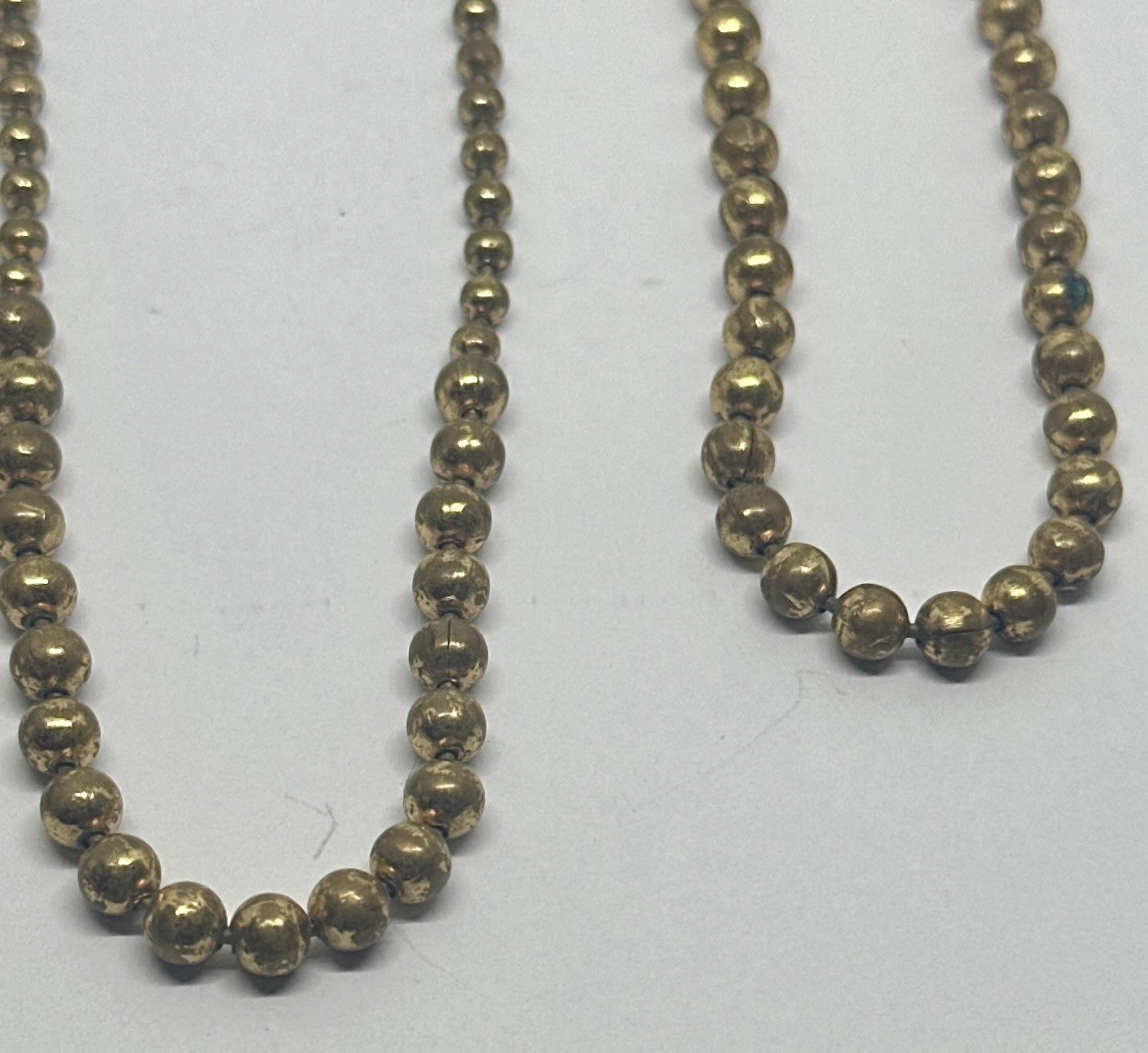 Vintage Victorian Ball and Chain Brass Ornate Slide Clasp Necklace Lot of 3