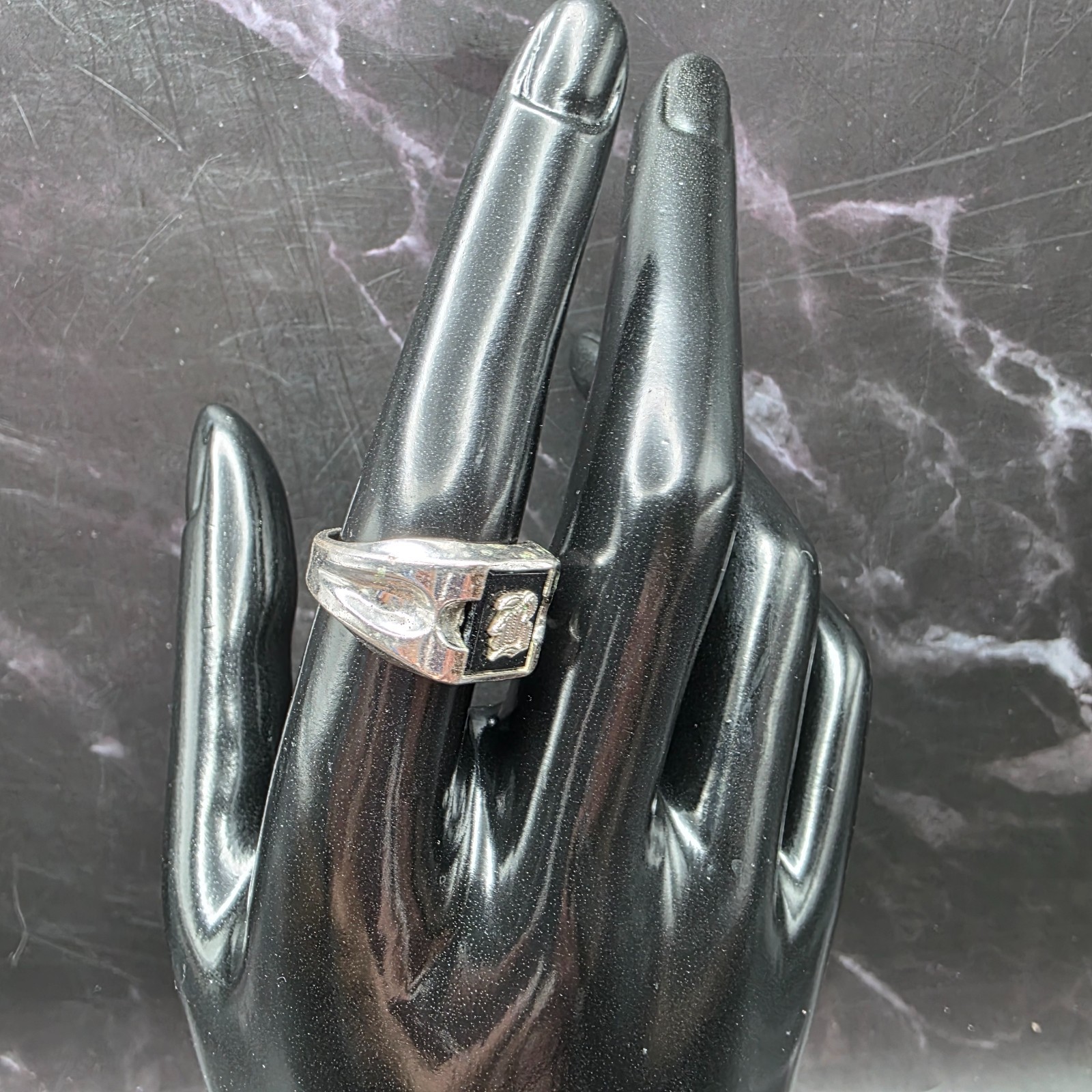 VTG 60s Sterling-ESPO(Joseph Esposito) Inlay Black Onyx Initial Gentleman’s Ring