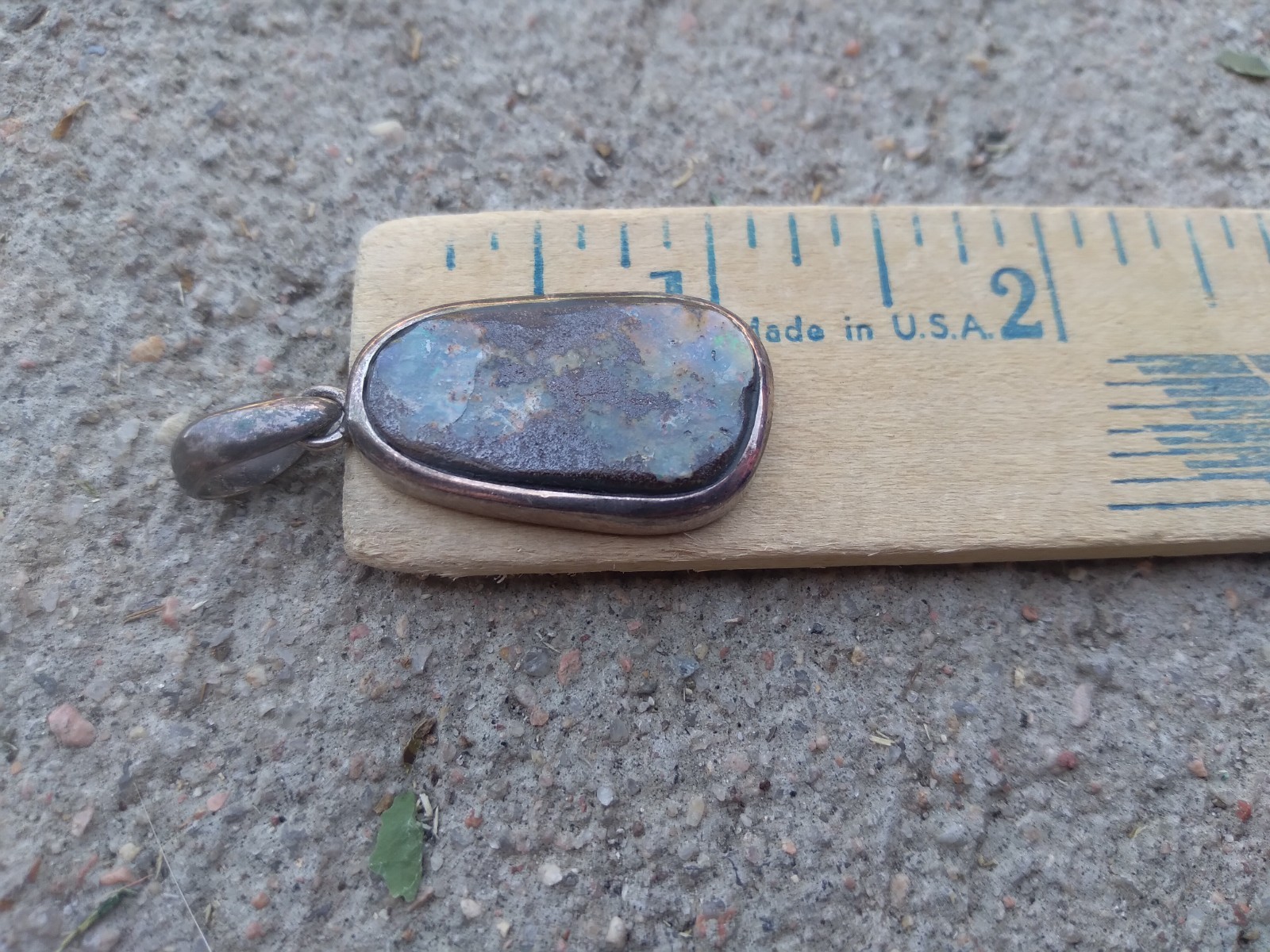 Australian? Boulder Opal Pendant Vintage Sterling Silver 925