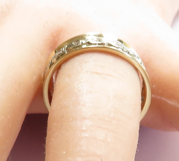 Antique Deco 1920’s 14K Two Tone Eternity Wedding Band Size 8.5 UK-Q1/2 EGL USA