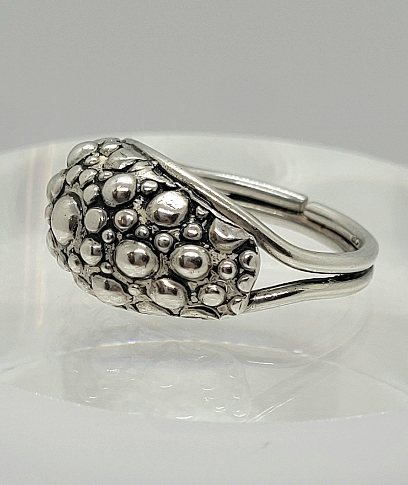 Vintage Sterling Silver Ring Sz 6 Adjustable Bubble Granulation Textured Beau