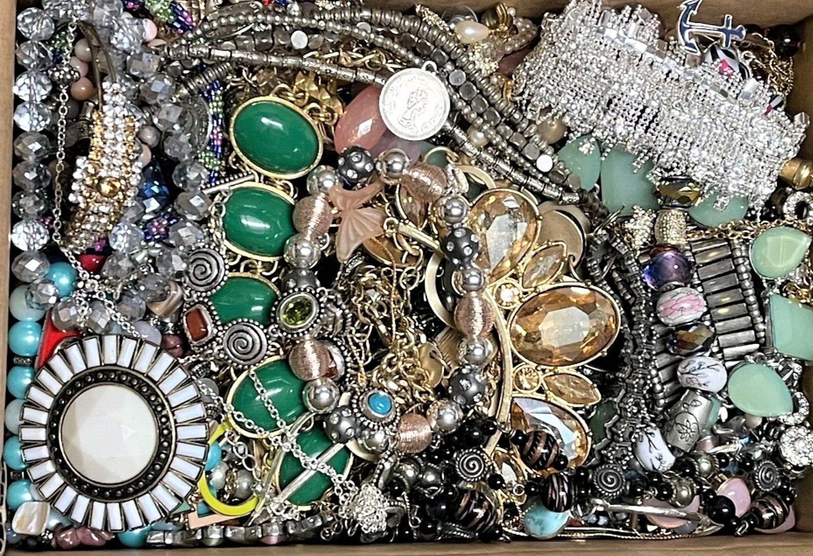 HUGE 7 POUND Vintage Mod Jewelry Junk Craft Lot Pieces w/ Wear Resell Tangled In
