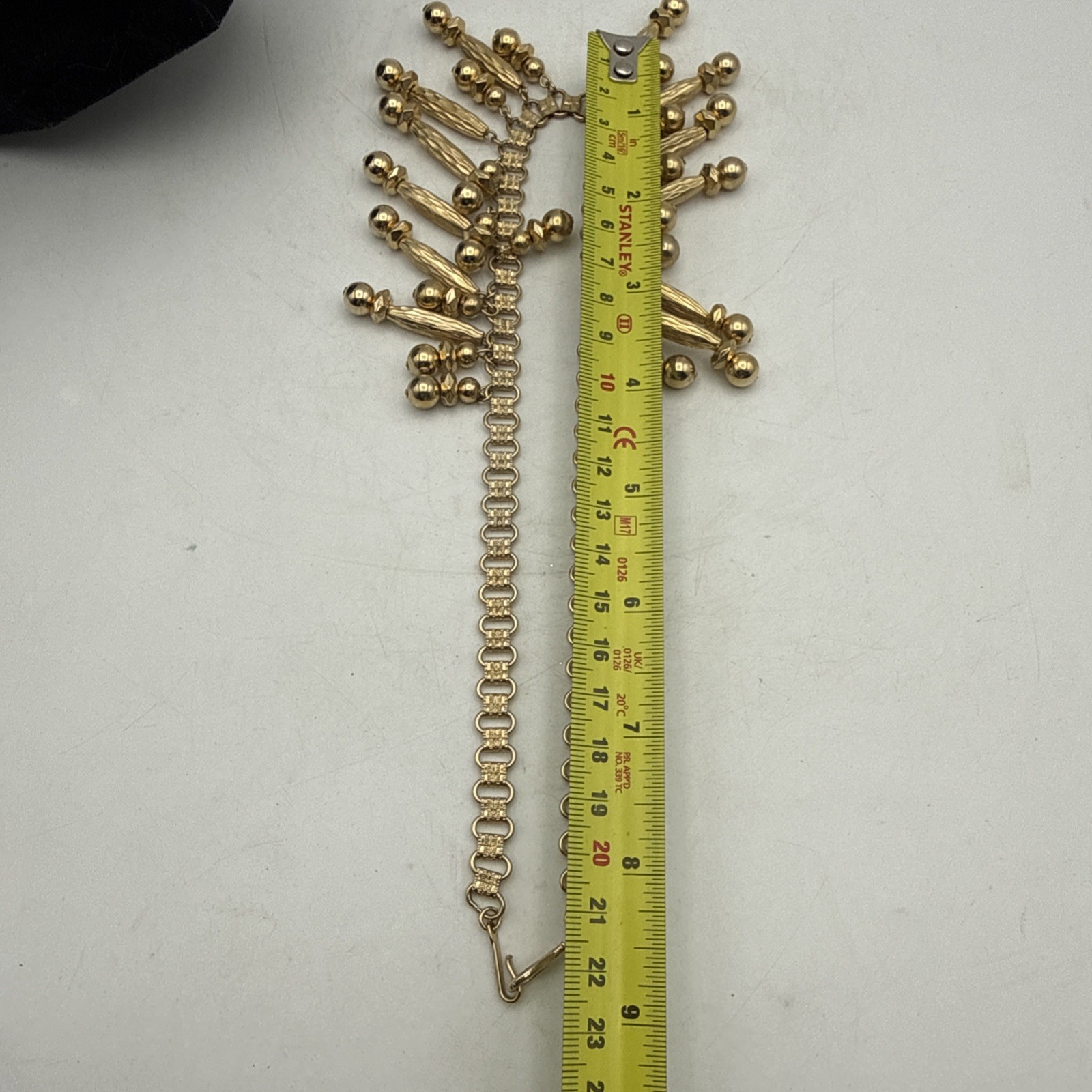 Vtg Coro Textured Dangle Fringe Gold Tone Necklace Fancy Book Chain Versatile