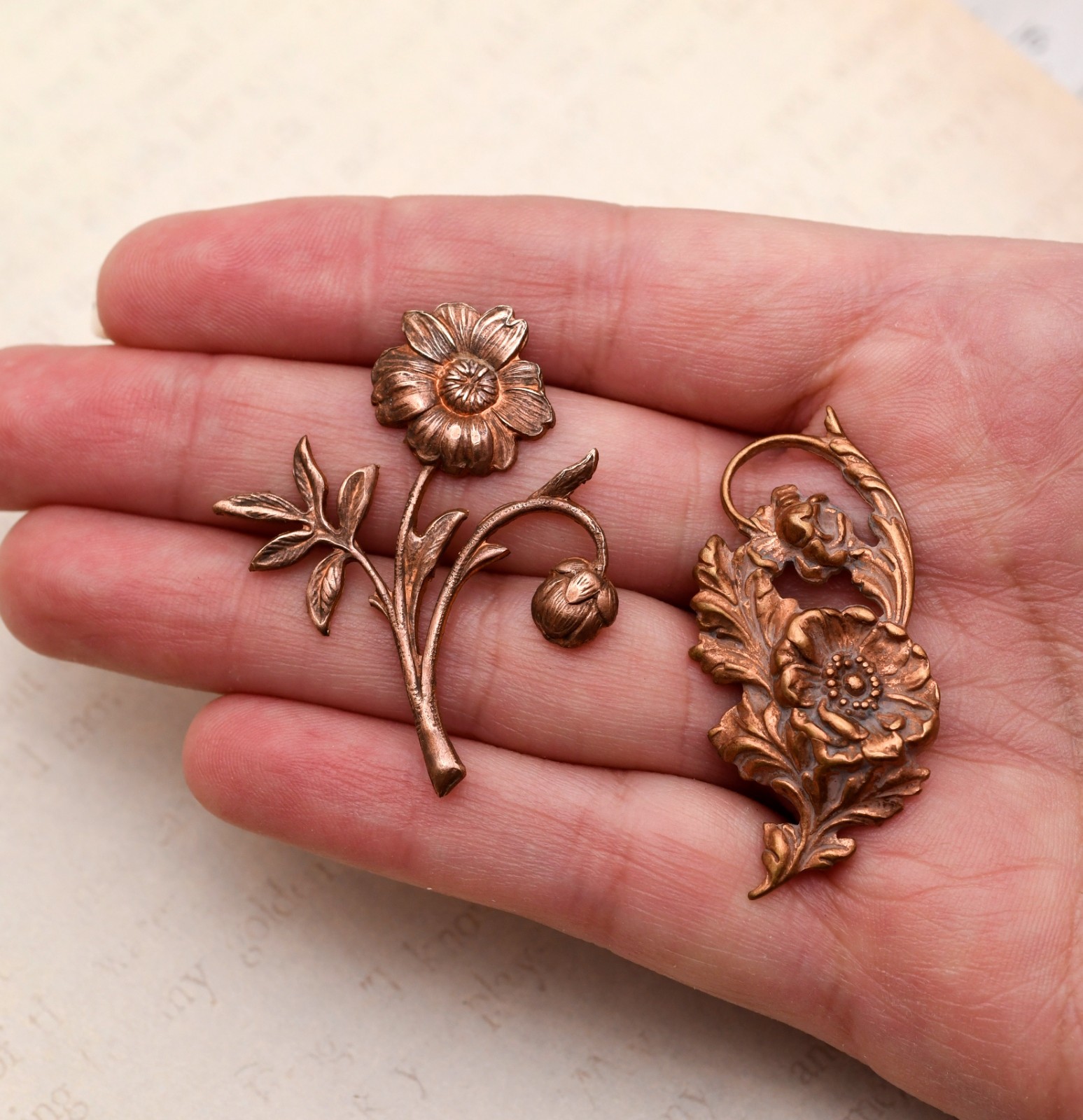 100 Years OLD! Vintage Miriam Haskell Jewelry Brass Stampings Brooch Parts Lot