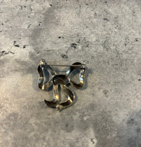 VINTAGE Lot of 2 Silver Tone Rhinestone Bow Shaped Brooch Pin