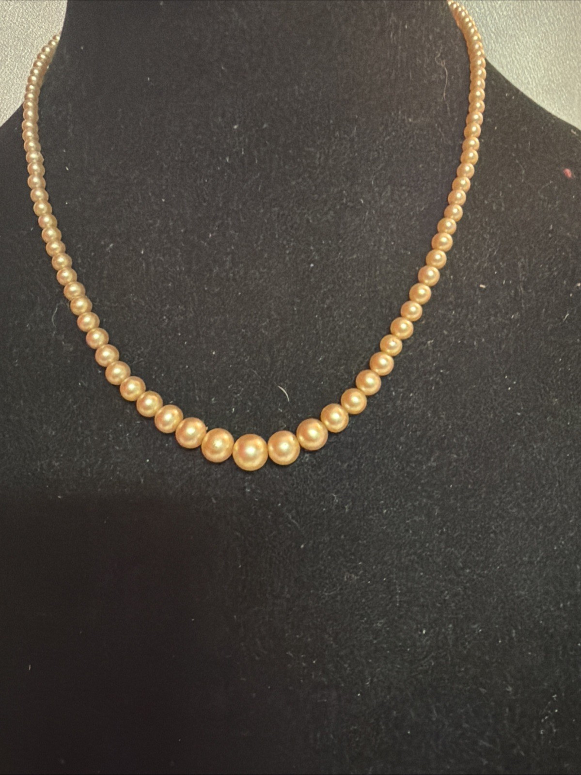 Vintage Faux Pearl Graduating Necklace 16 Inches Long With Unique Class
