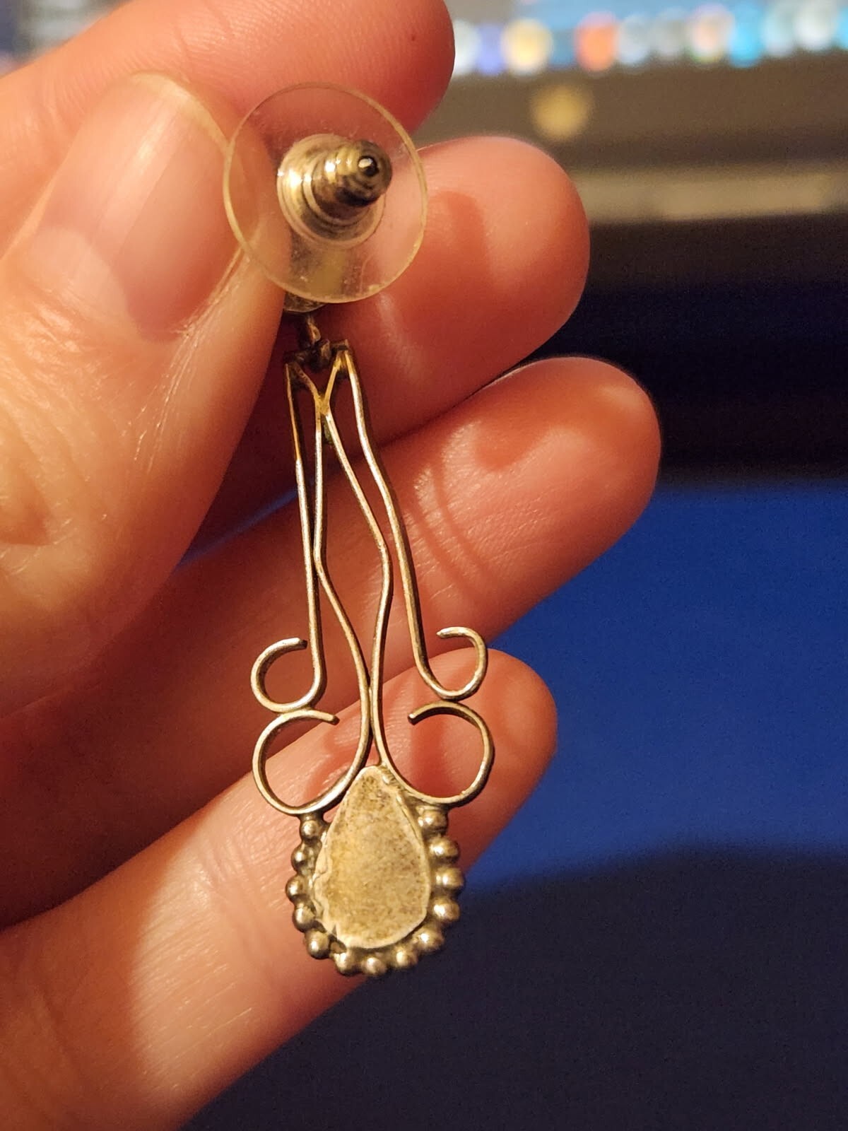 Sterling Silver Amber Dangle Earrings