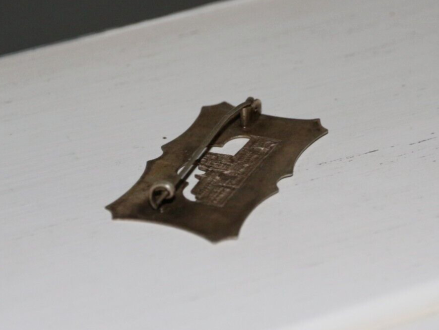 Art Deco SILVER ENGRAVED Rectangle BROOCH – PRAGUE CASTLE