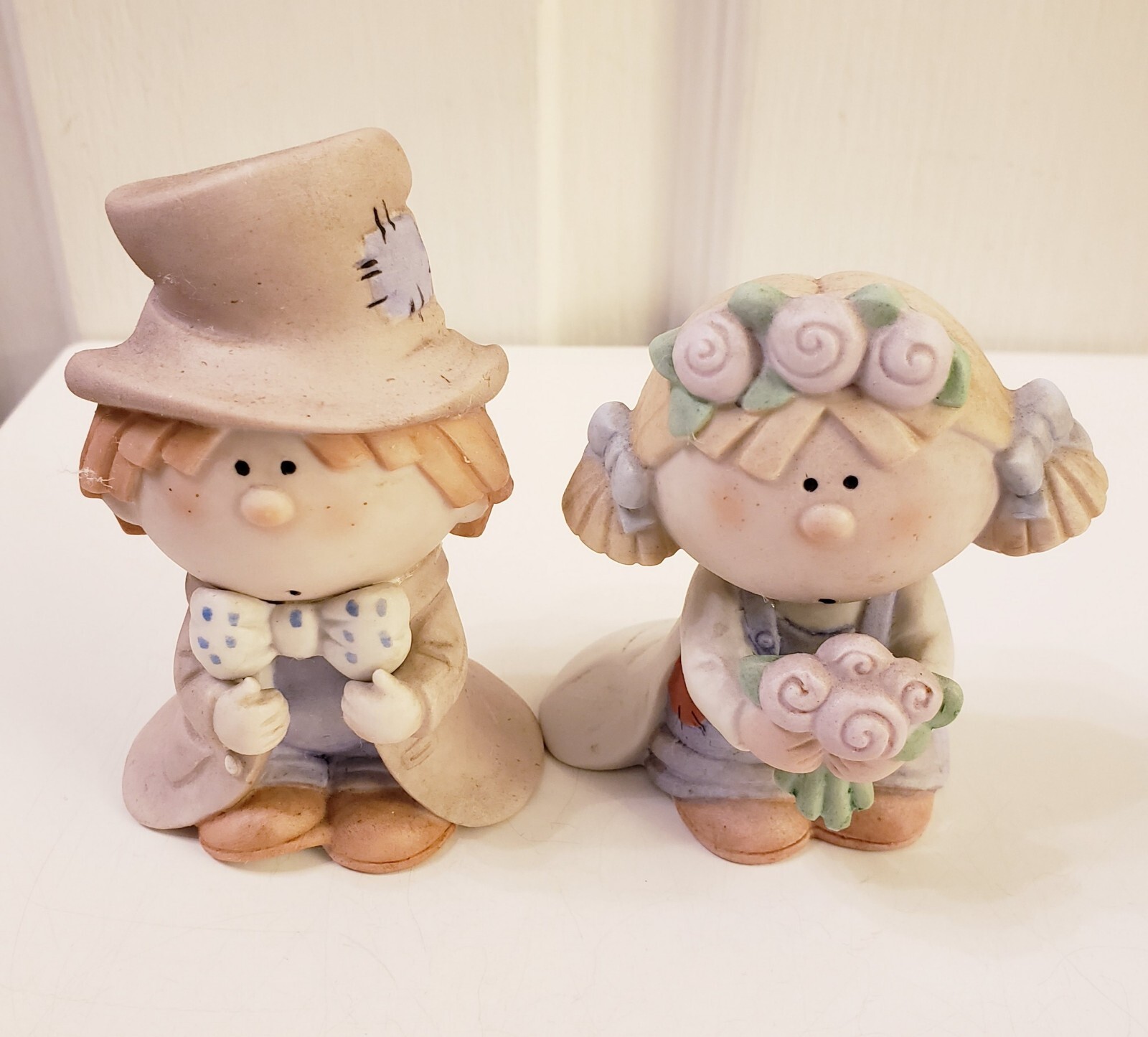 RARE Vintage Pair BUMPKINS “GROOM & BRIDE” Porcelain figures
